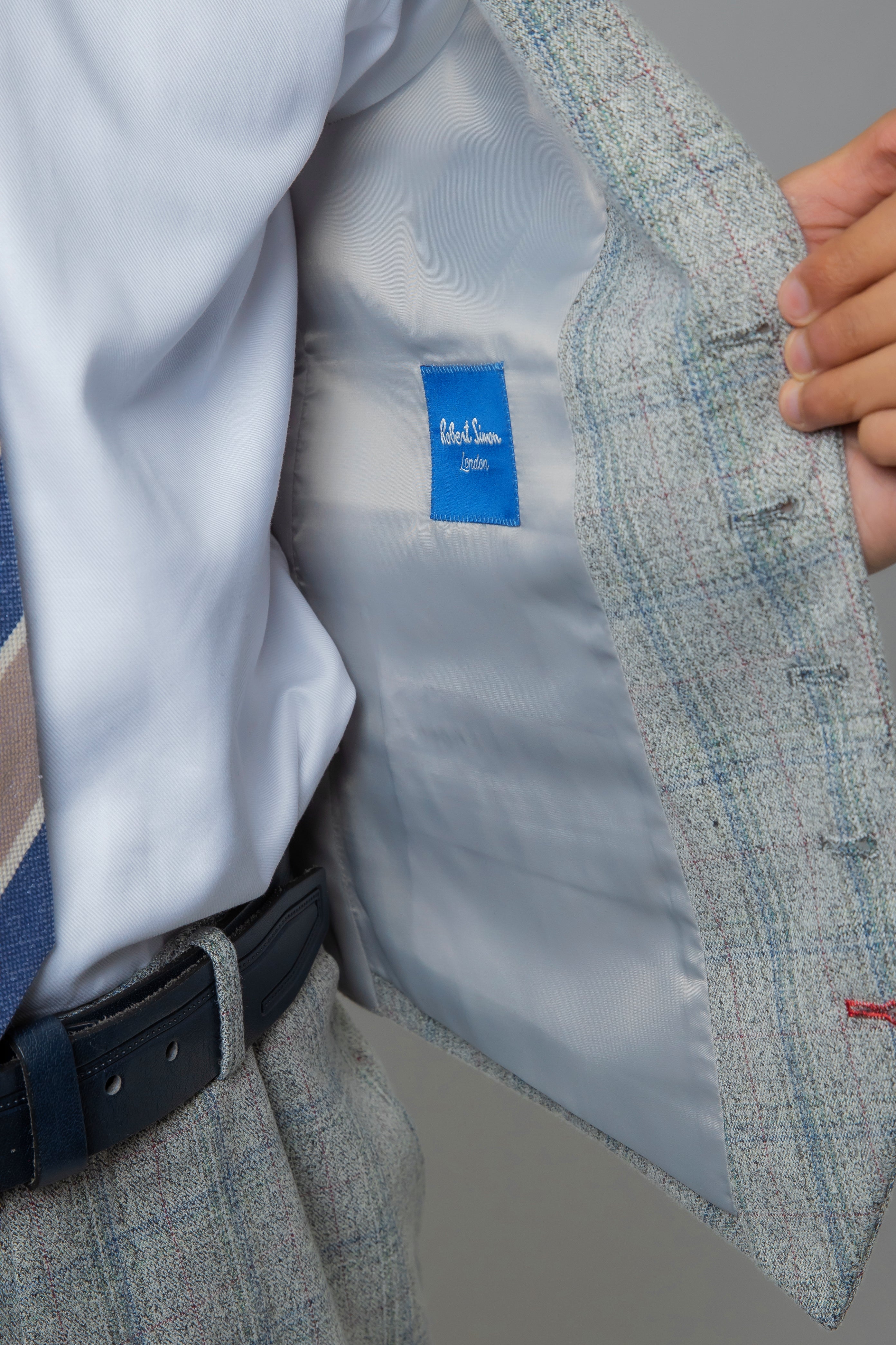 Men's Tweed Check Slim Fit Grey Suit - ANDREW - Grey