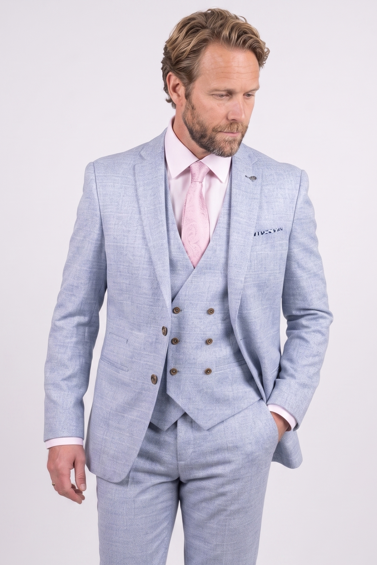 Herren Tweed-ähnlicher Glencheck-Blazer - Hellblau