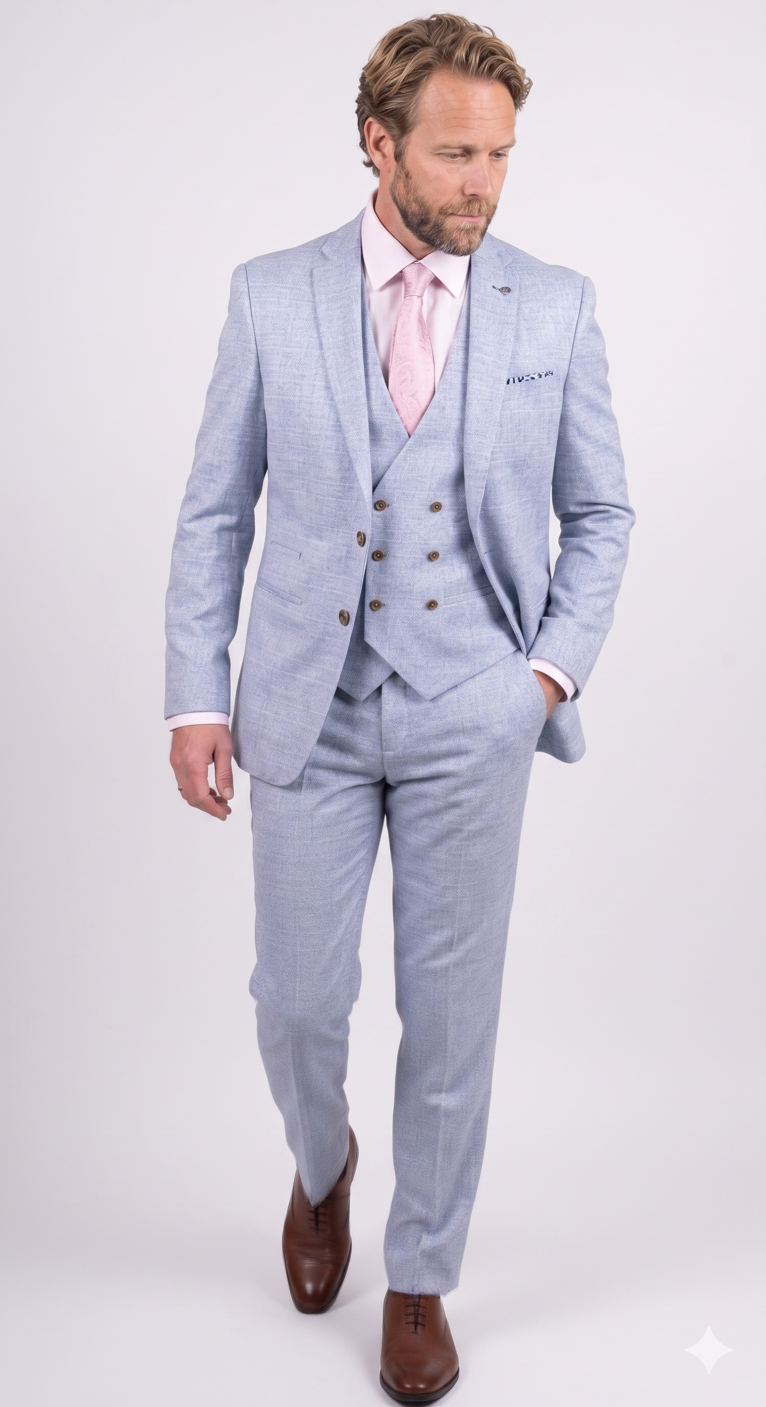 Herren Tweed-ähnlicher Glencheck-Blazer - Hellblau