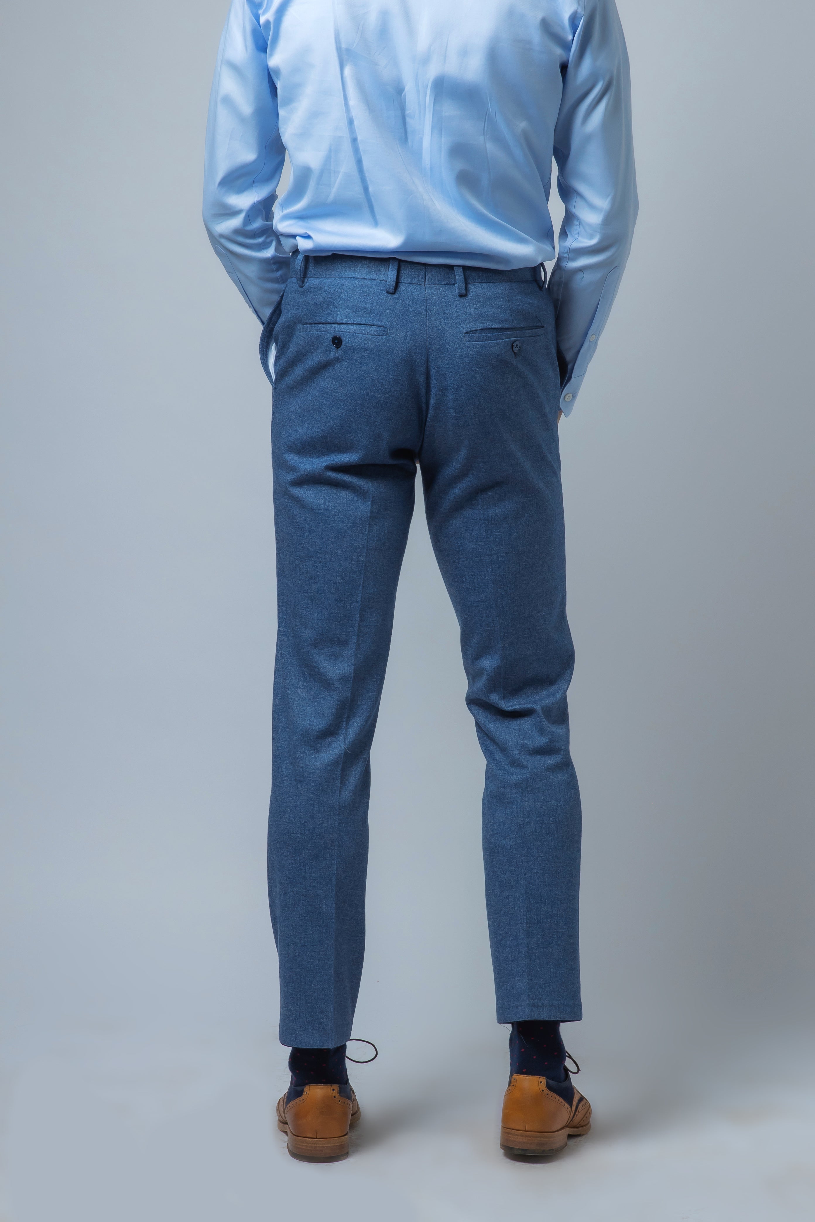 Men's Tweed Slim Fit Blue Suit - JAXON - Yale Blue