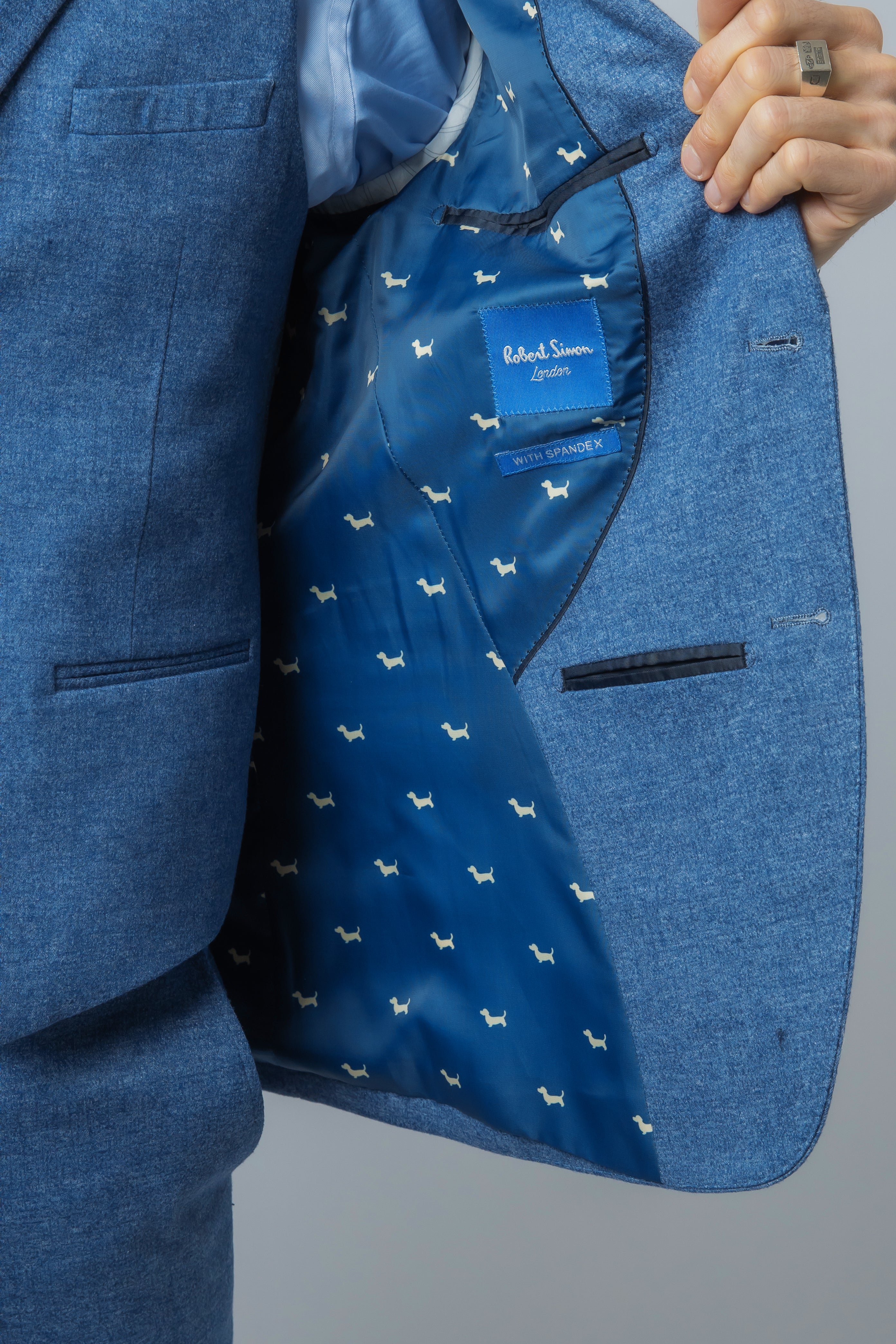 Traje azul Yale ajustado de tweed para hombre - JAXON