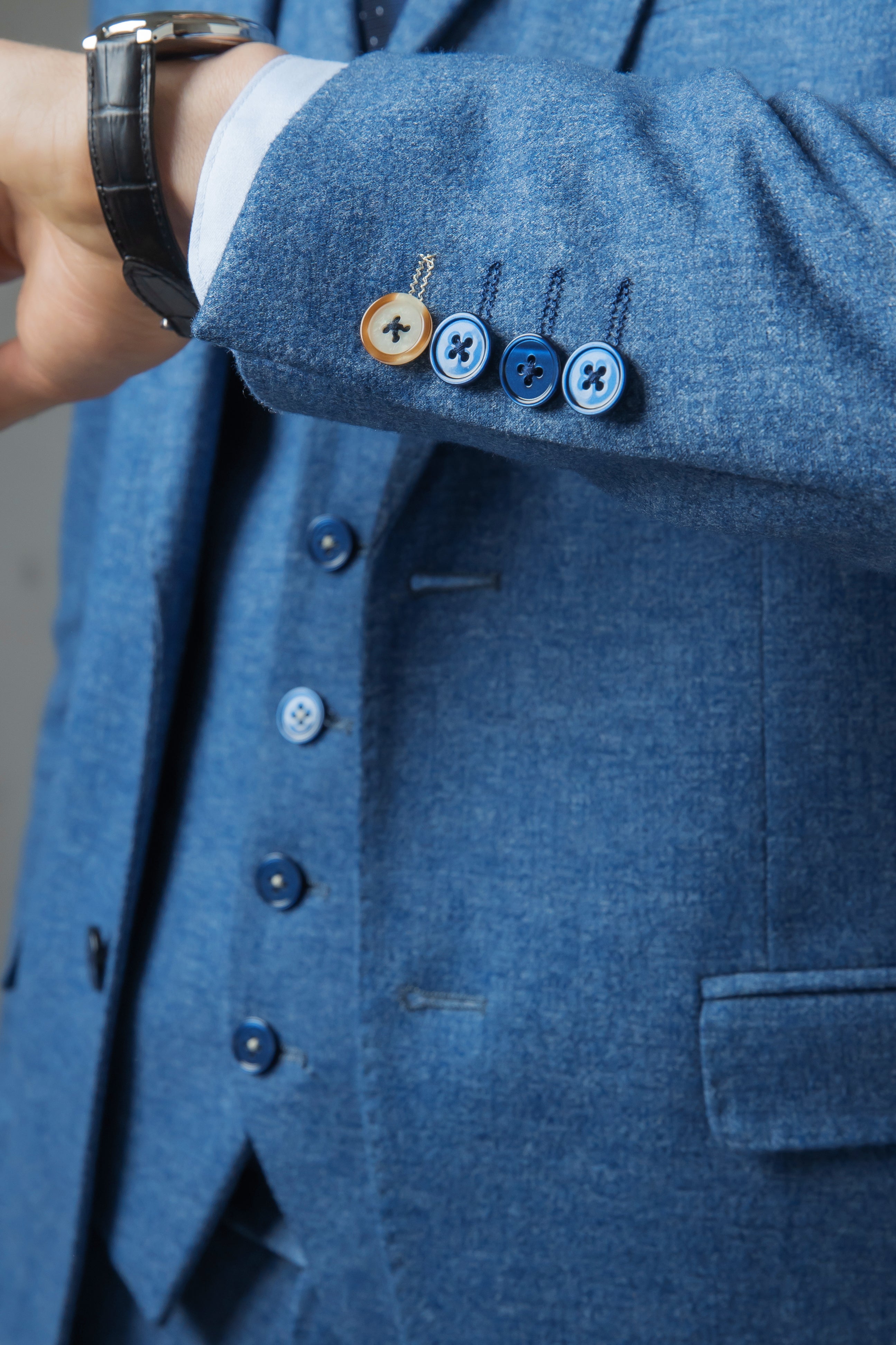 Traje azul Yale ajustado de tweed para hombre - JAXON