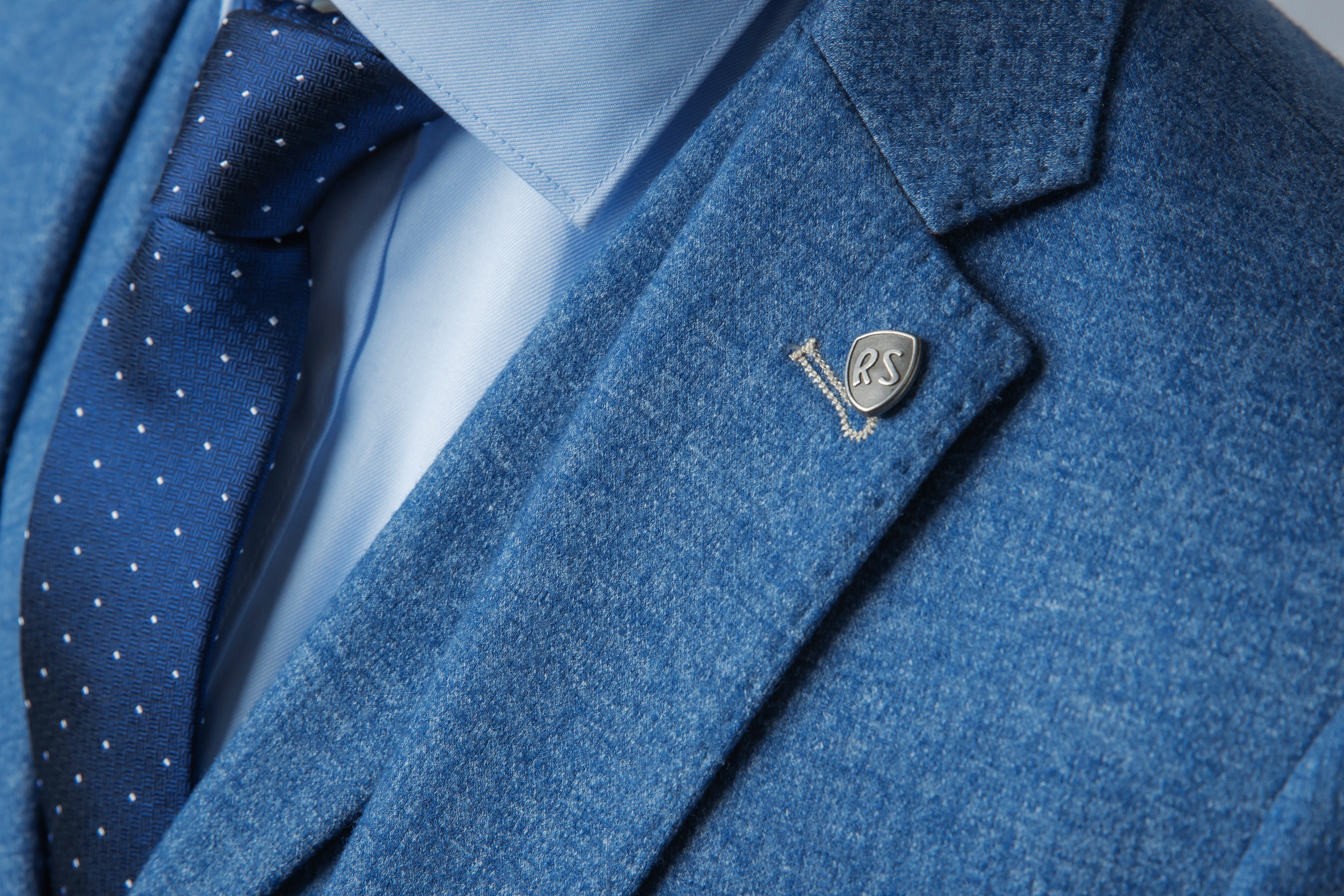 Traje azul Yale ajustado de tweed para hombre - JAXON