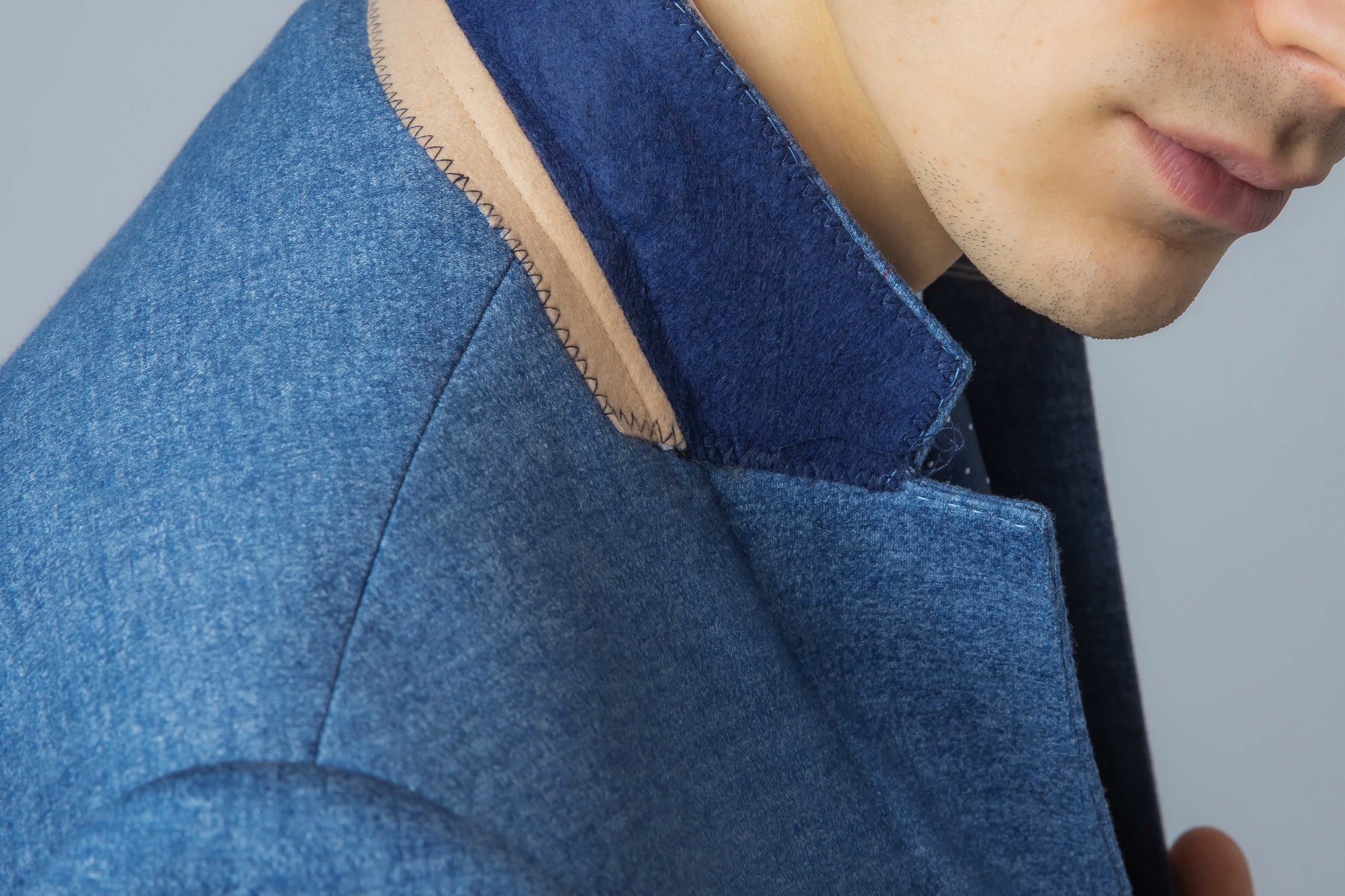 Men's Tweed Slim Fit Blue Suit - JAXON - Yale Blue