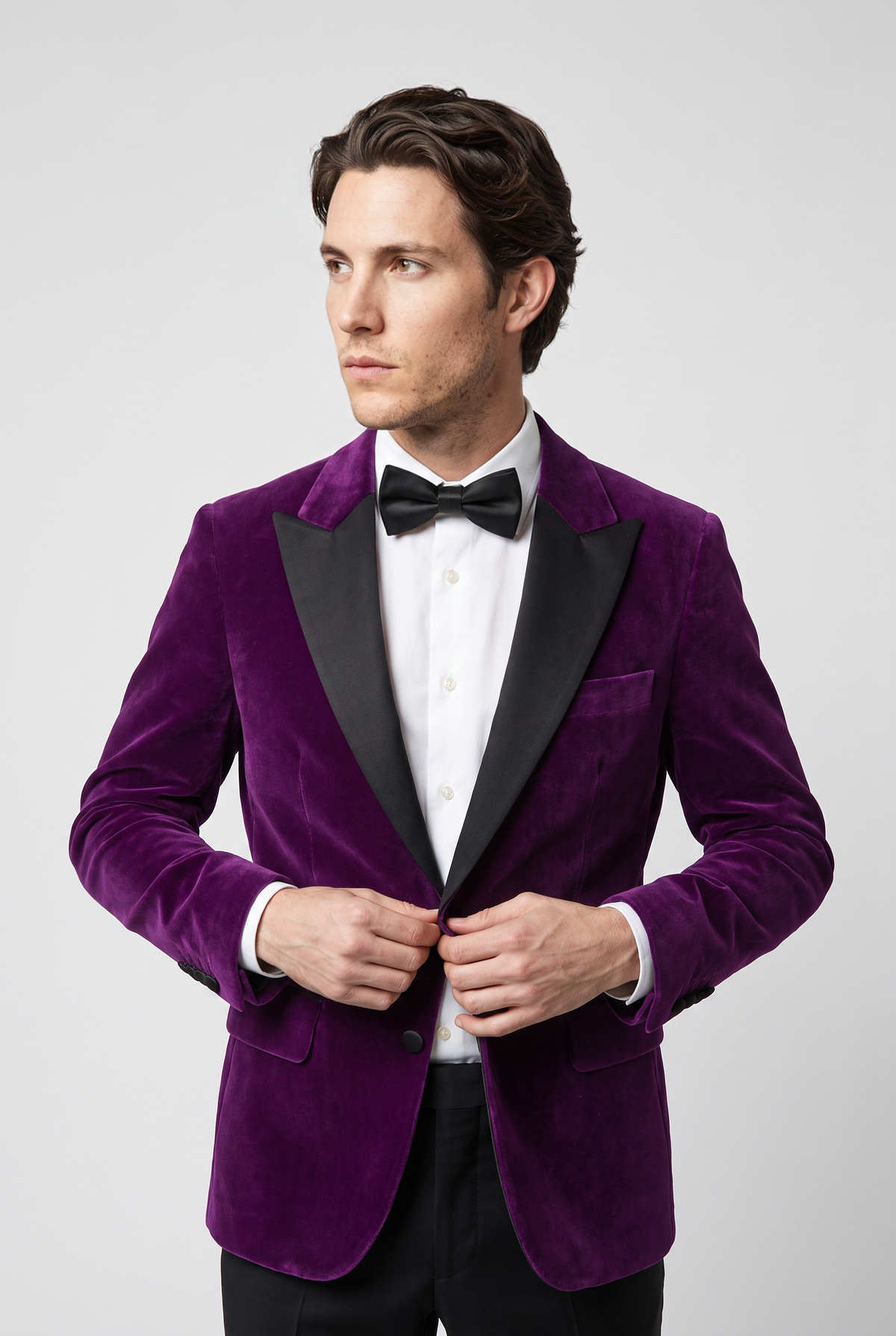 Herren Samtblazer mit Satin-Revers, Smoking - Mayfair - Lila