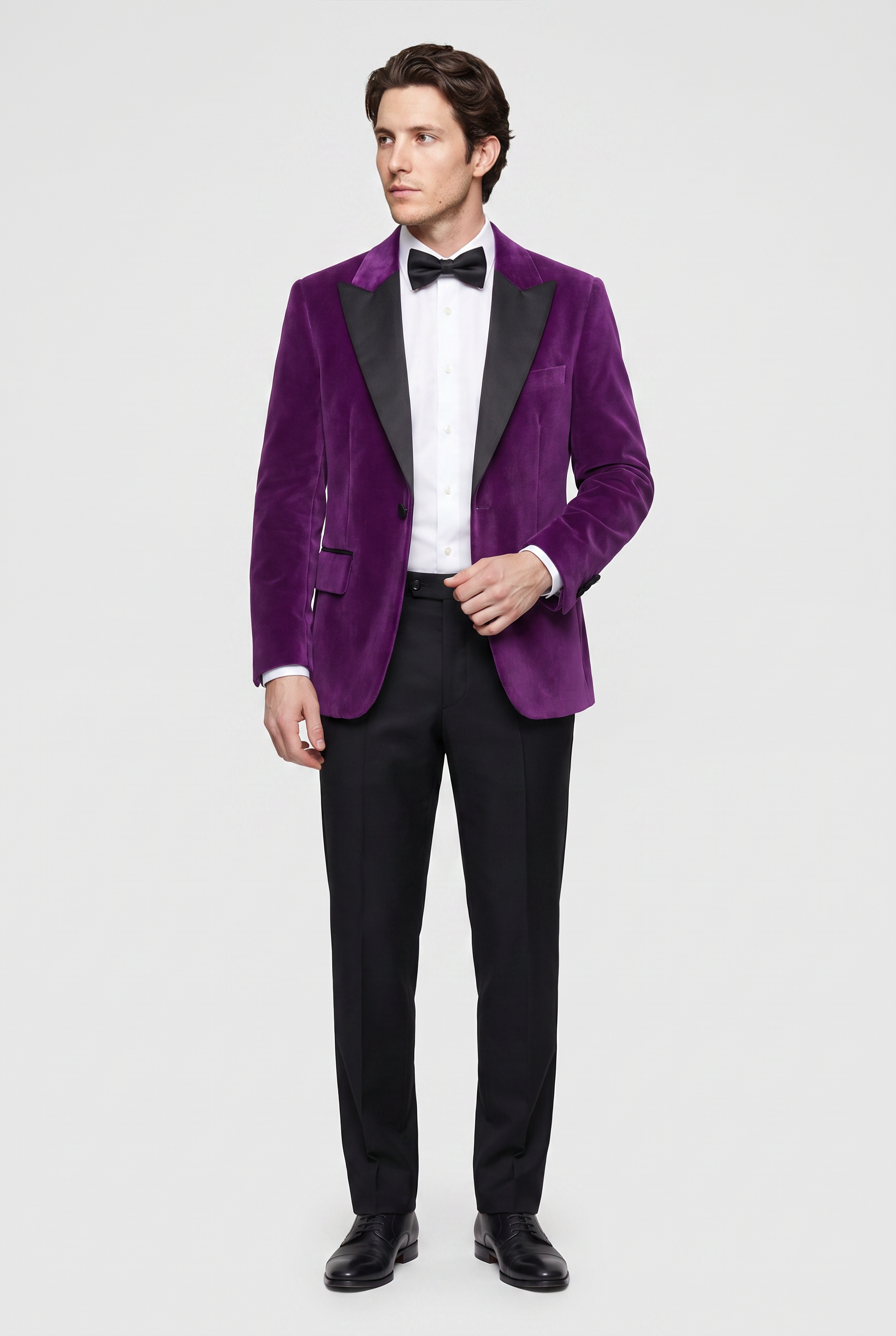 Herren Samtblazer mit Satin-Revers, Smoking - Mayfair - Lila
