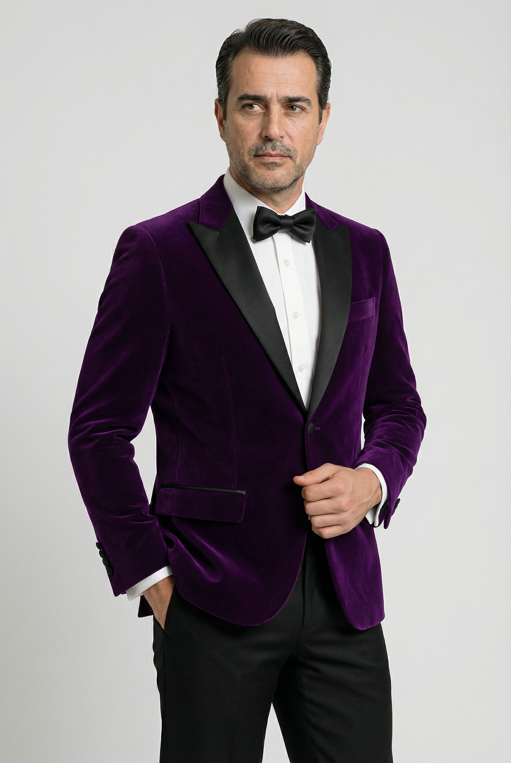 Men’s Velvet Blazer Satin Lapel Dinner Jacket - Mayfair - Purple