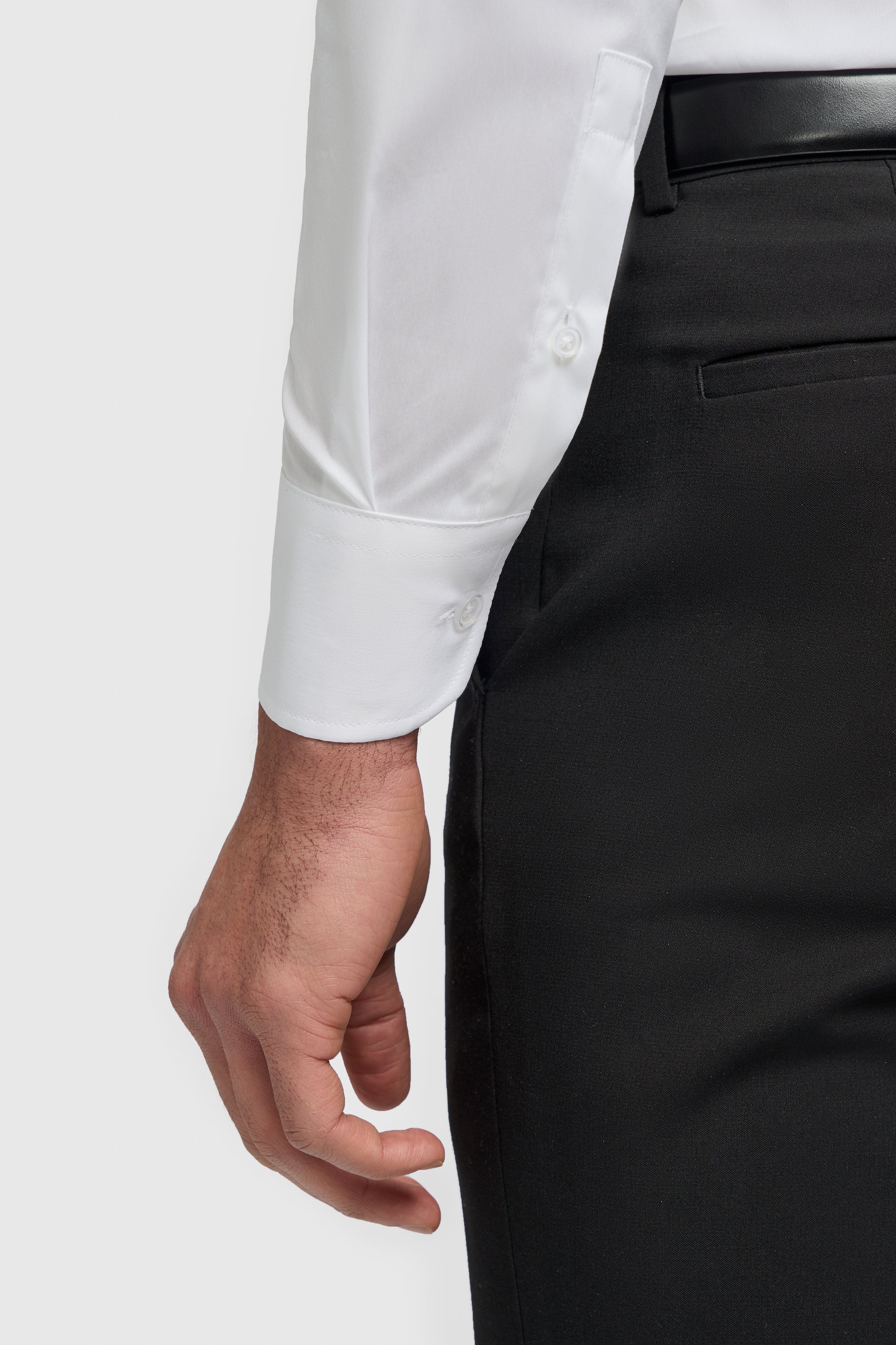Men’s White Cotton Long Sleeve Formal Shirt - Piccinni Detail Picture