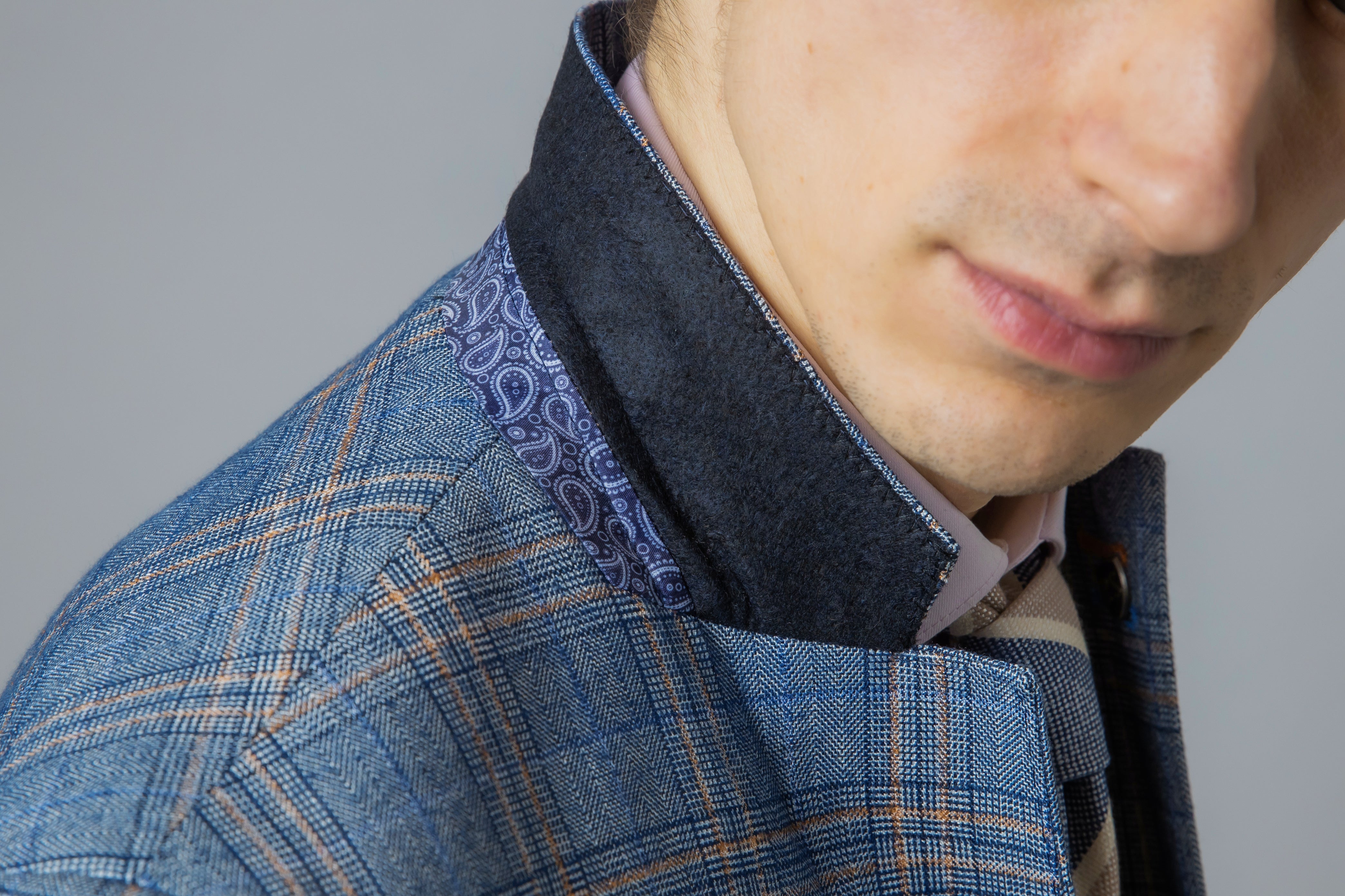 Men's Windowpane Check Slim Fit Suit - LEVI - Blue