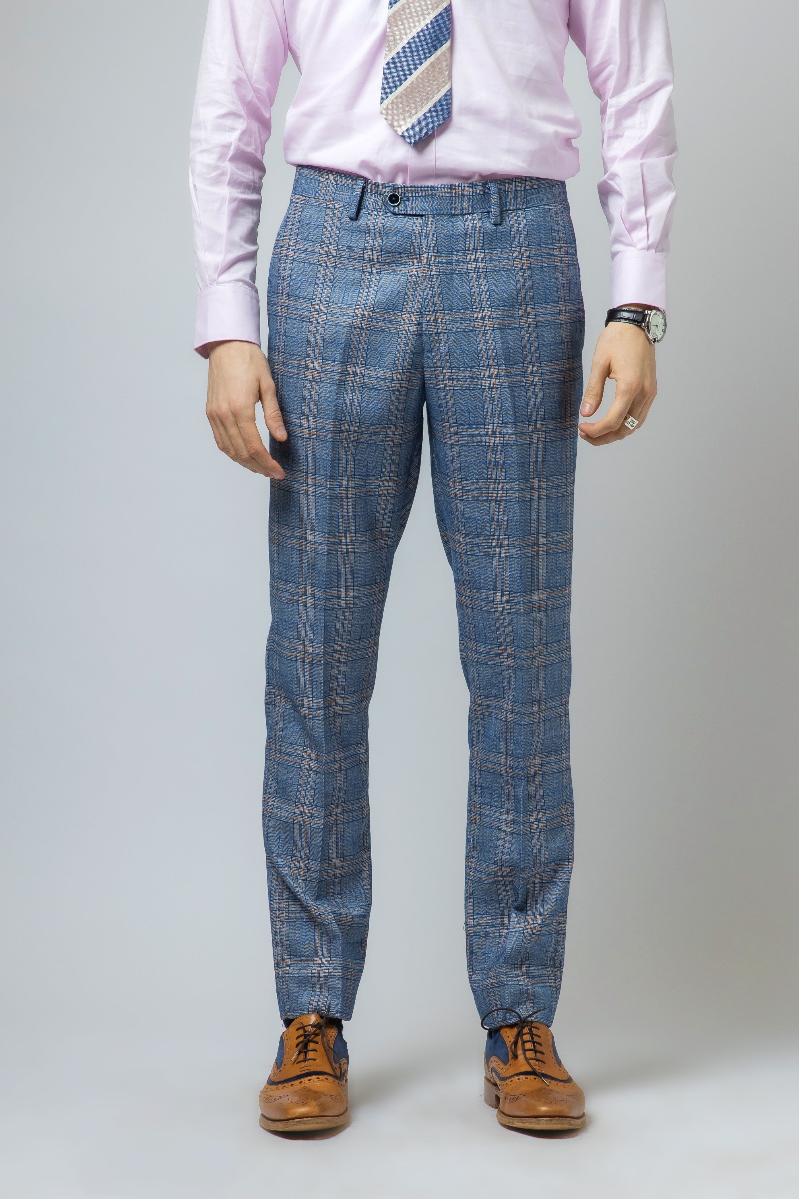Men's Windowpane Check Slim Fit Suit - LEVI - Blue