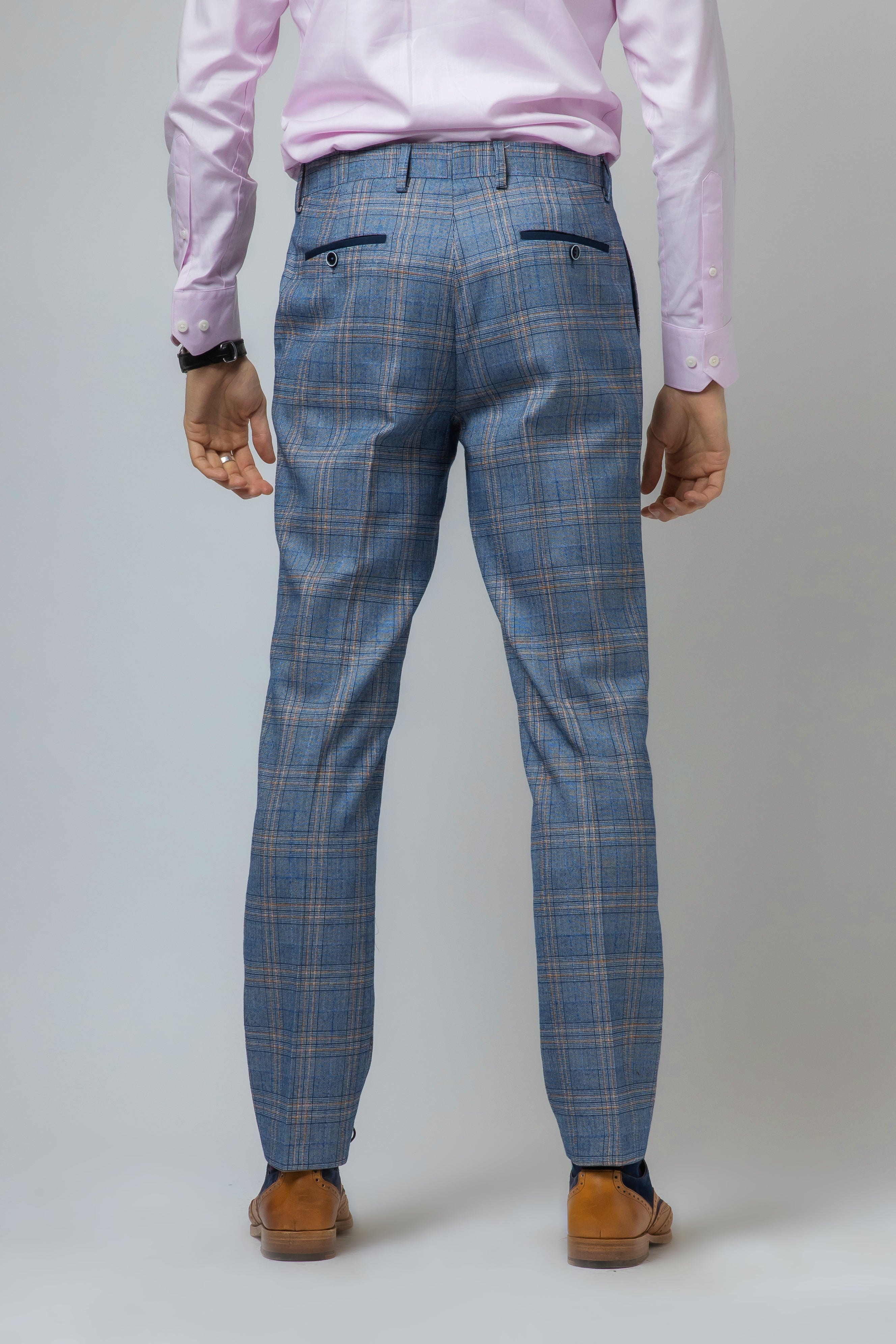 Men's Windowpane Check Slim Fit Suit - LEVI - Blue