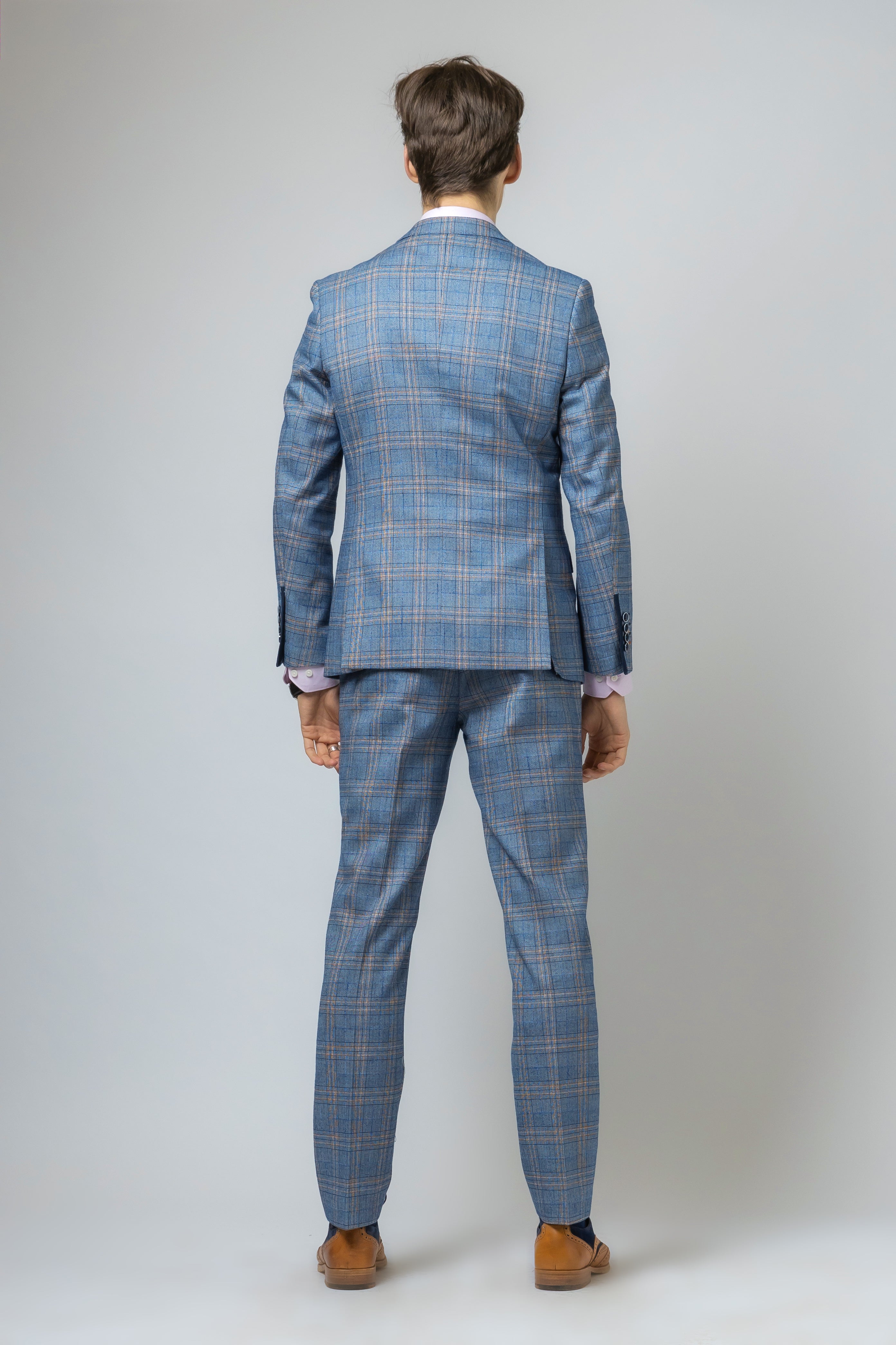 Men's Windowpane Check Slim Fit Suit - LEVI - Blue