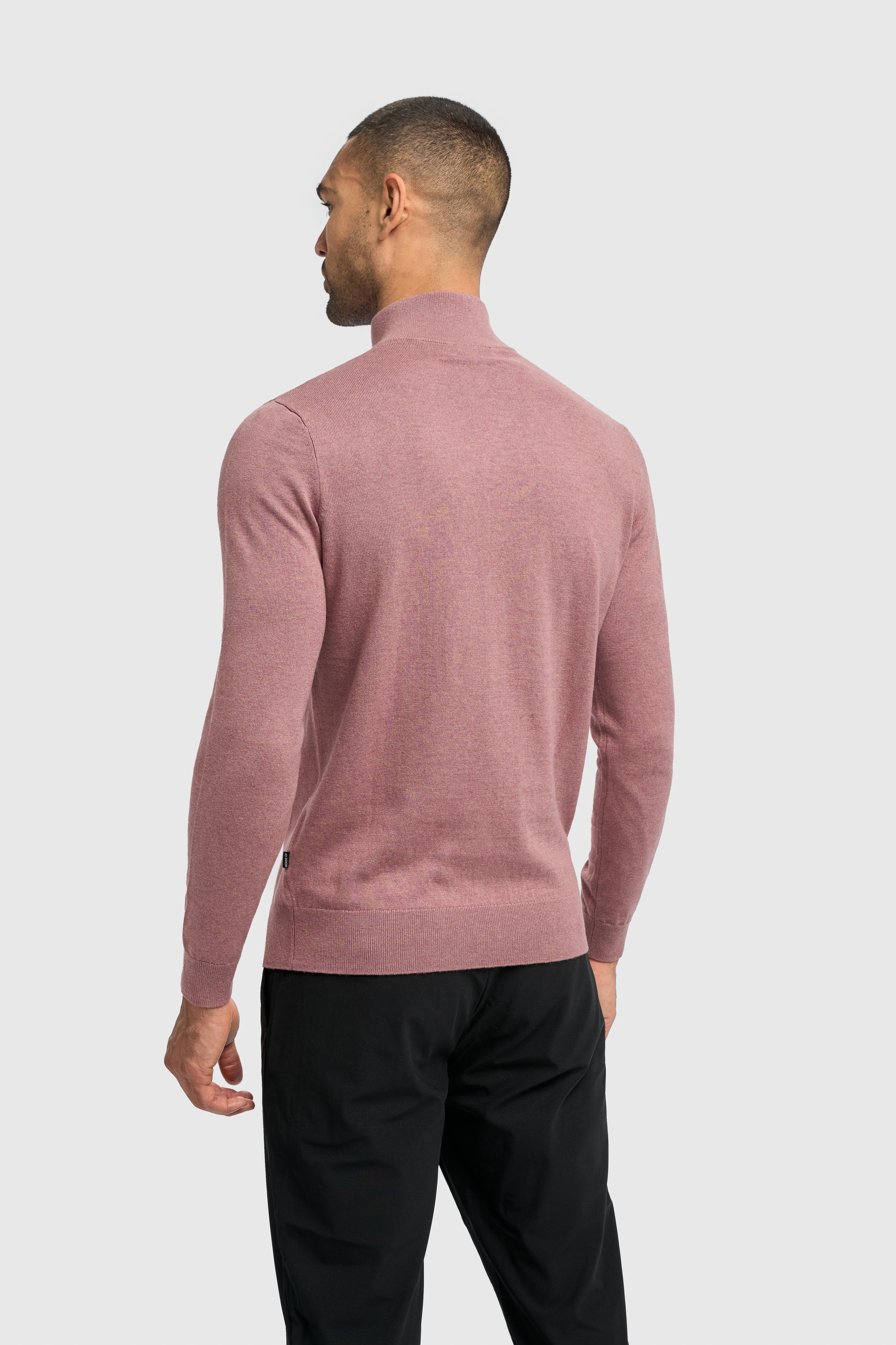 Men’s Wool-Cotton Blend Funnel Neck Knit Jumper - Ivano - Mauve Back picture