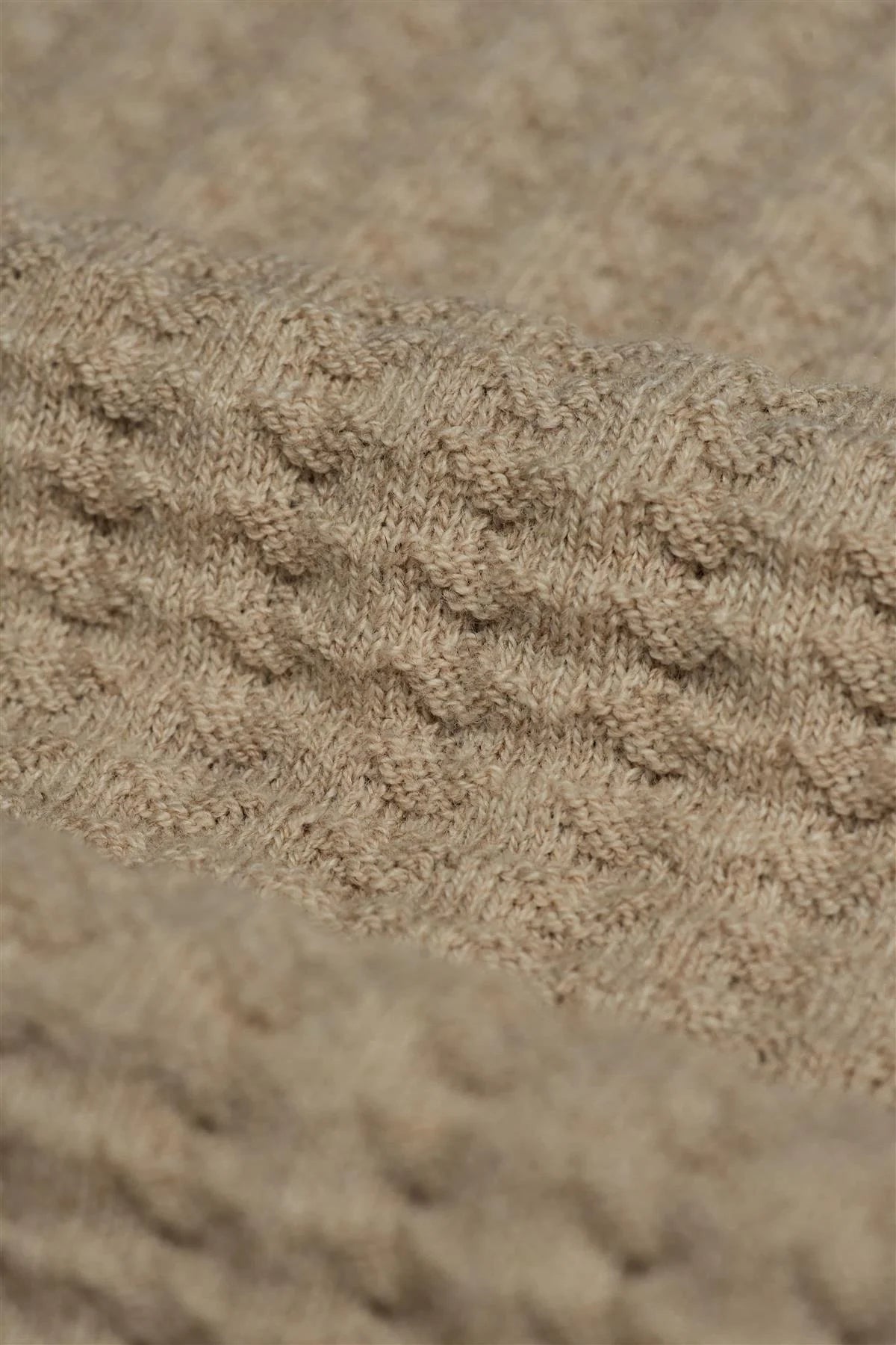 Men’s Wool-Cotton Waffle Knit Roll Neck Jumper - Argas - Fawn