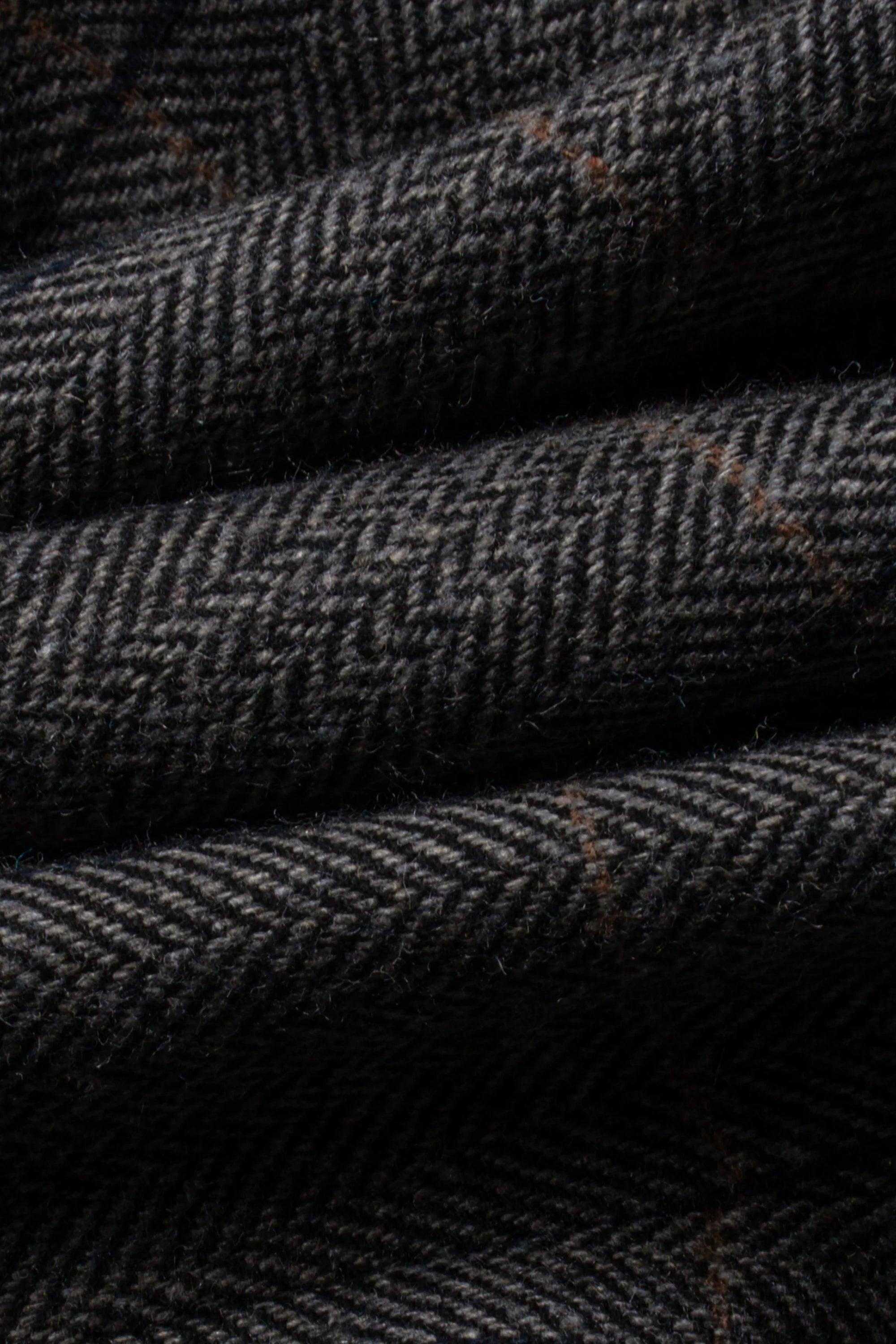 Men's Wool Blend Herringbone Check Suit Jacket - Albert - Grey Fabric Picture