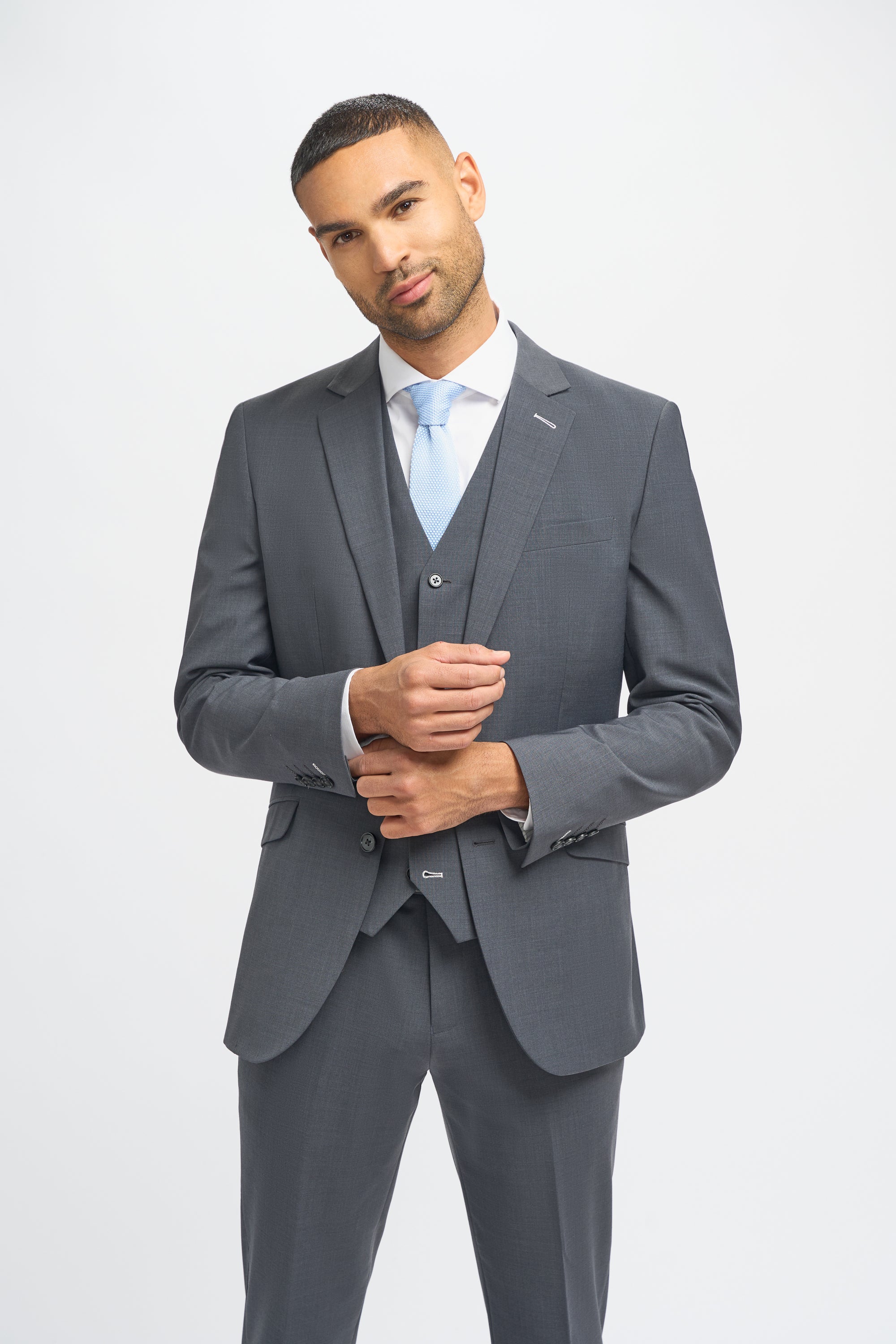 Men's Wool Blend Slim Fit Suit Jacket- BOND - Charcoal Grey
