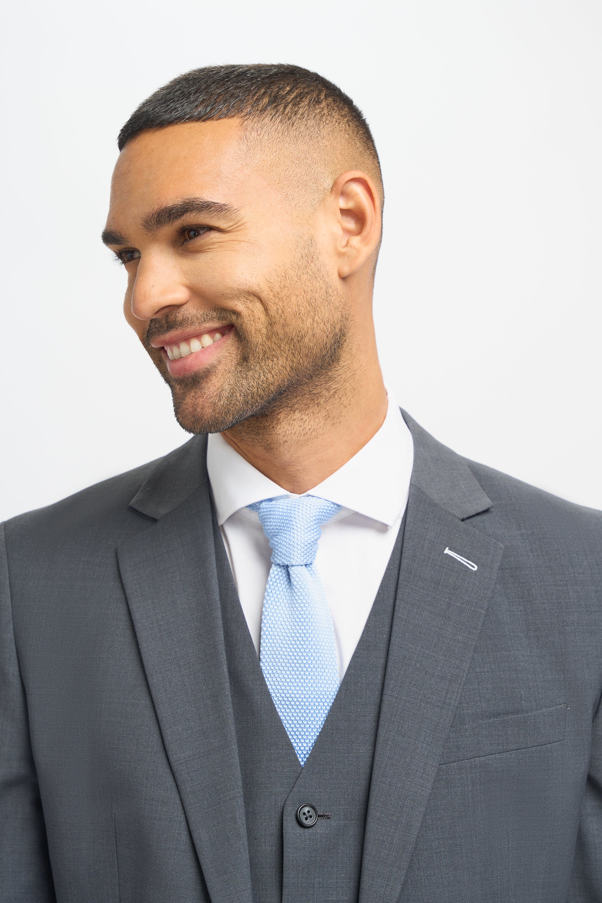 سترة بدلة ضيقة للرجال مزيج صوف - بوند - رمادي فحمي