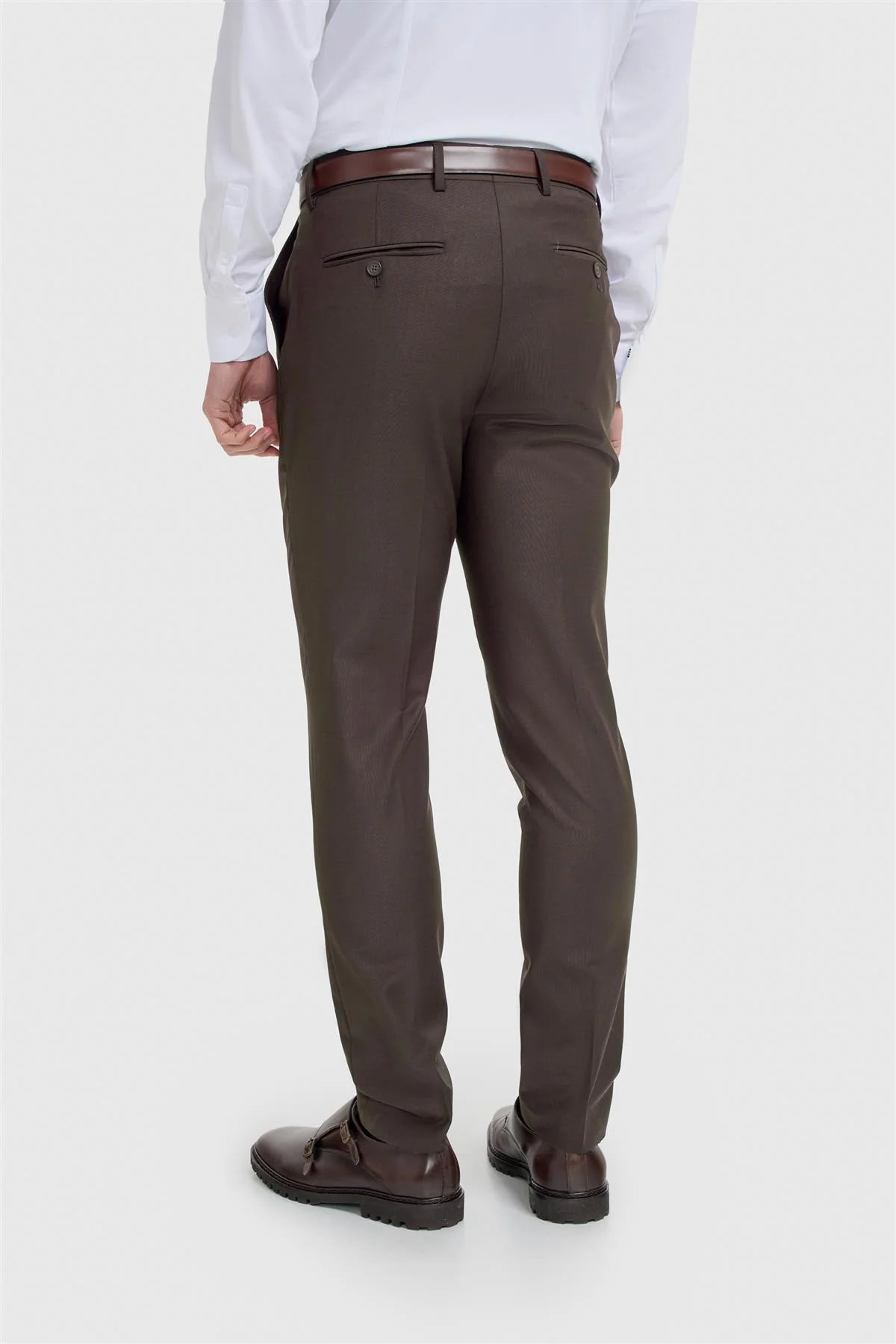 Pantalones ajustados para hombre de mezcla de lana - BOND - Auburn