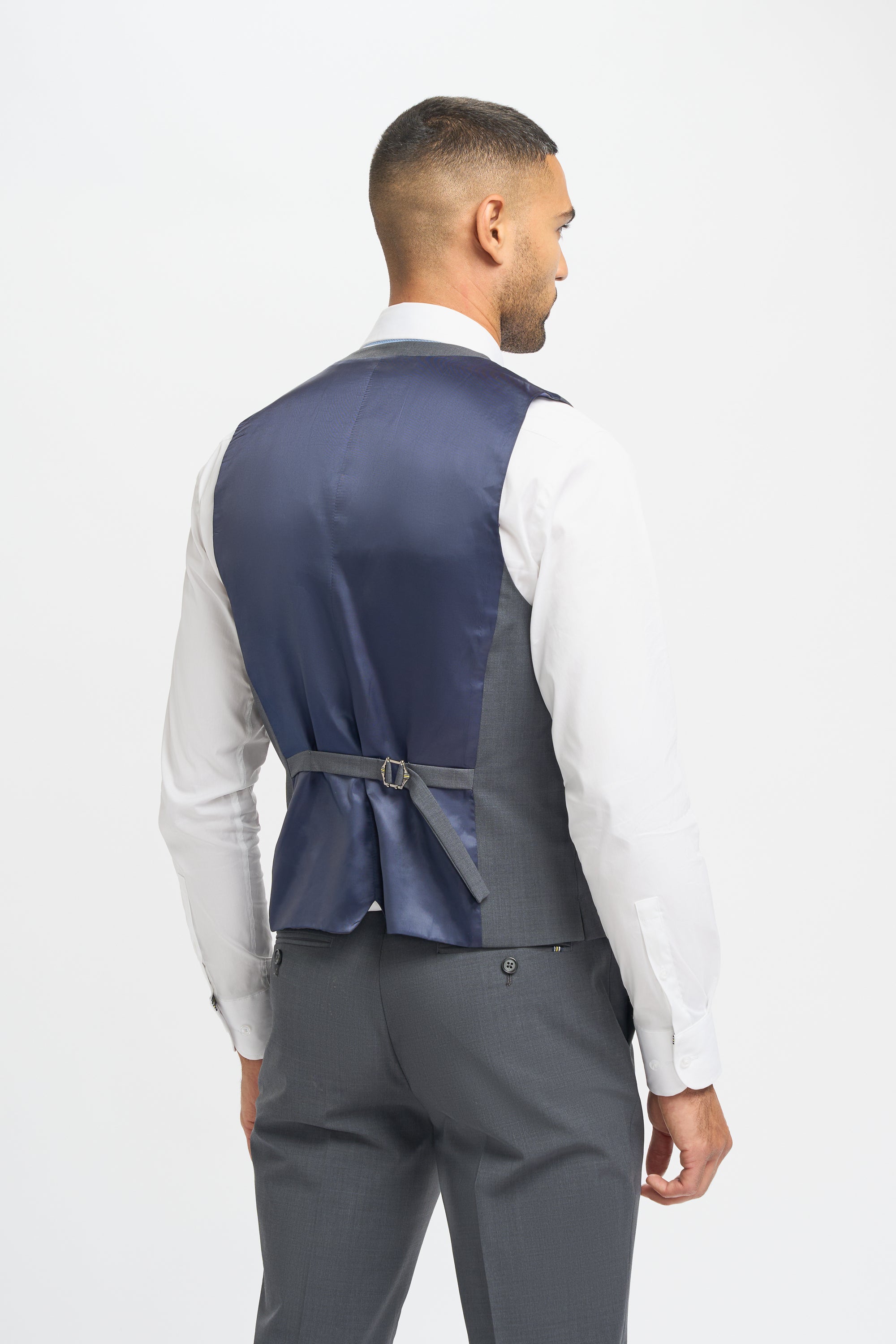 Men's Wool Blend Slim Fit Waistcoat - BOND - Charcoal Grey