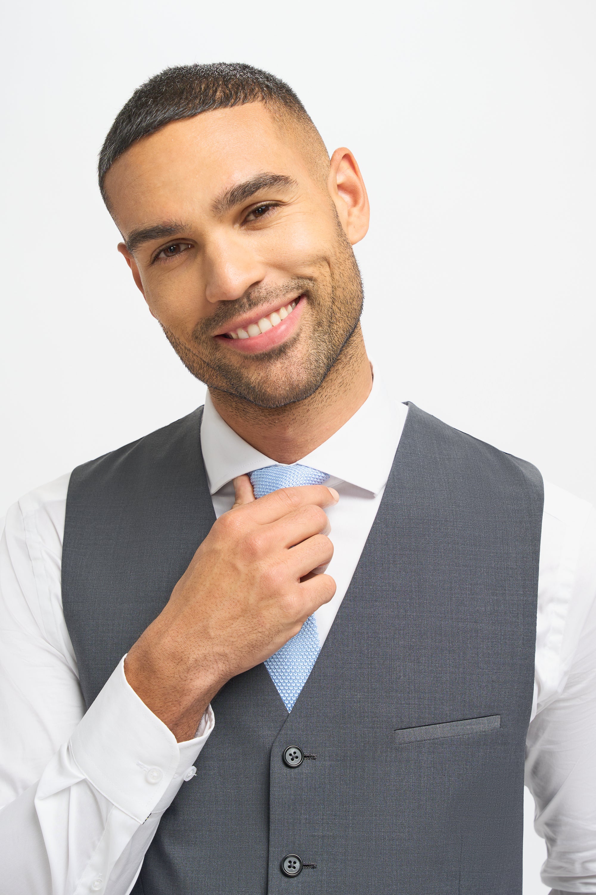 Men's Wool Blend Slim Fit Waistcoat - BOND - Charcoal Grey