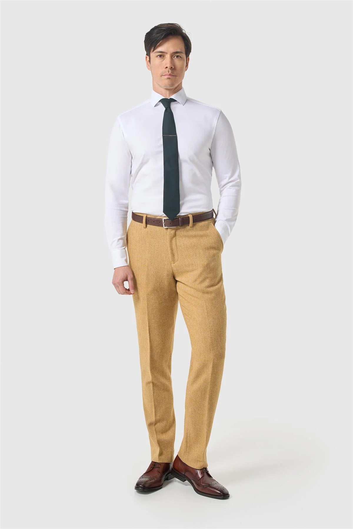 Men’s Trousers Wool Herringbone Tweed Suit - Thomas - Amber Picture