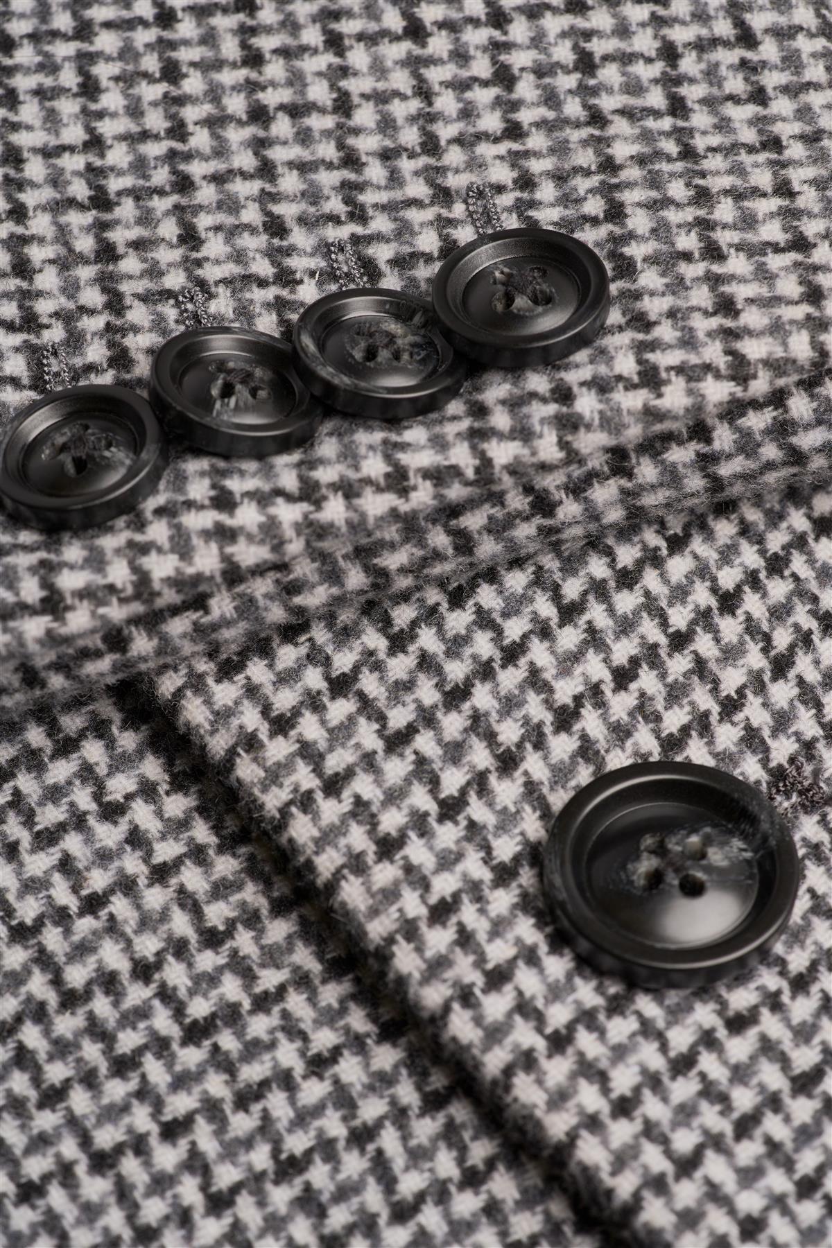 Manteau en laine à carreaux pied-de-poule pour homme - Kerry - Gris