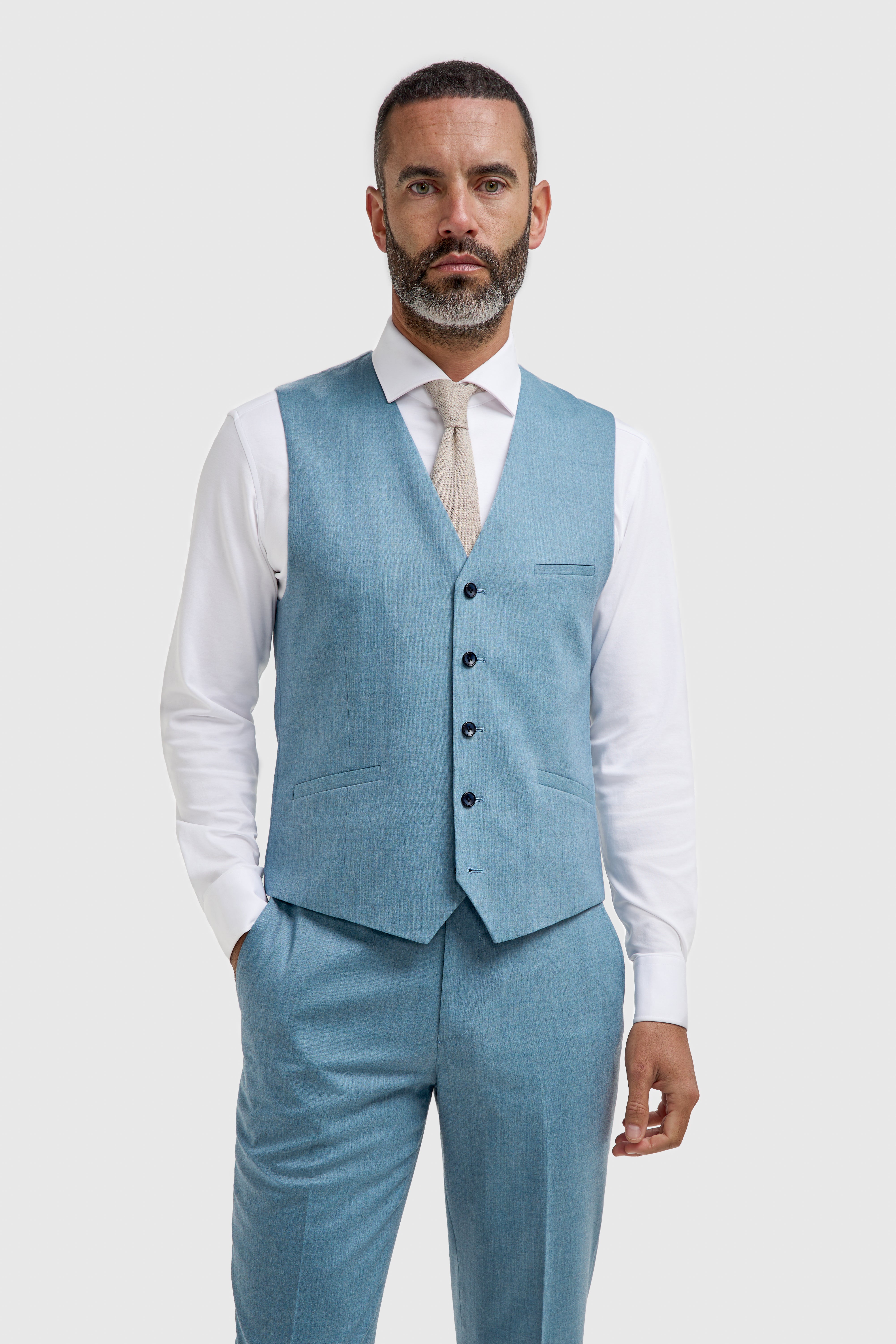 Herren Woll Slim Fit Formelle Weste - James - Marine Blau