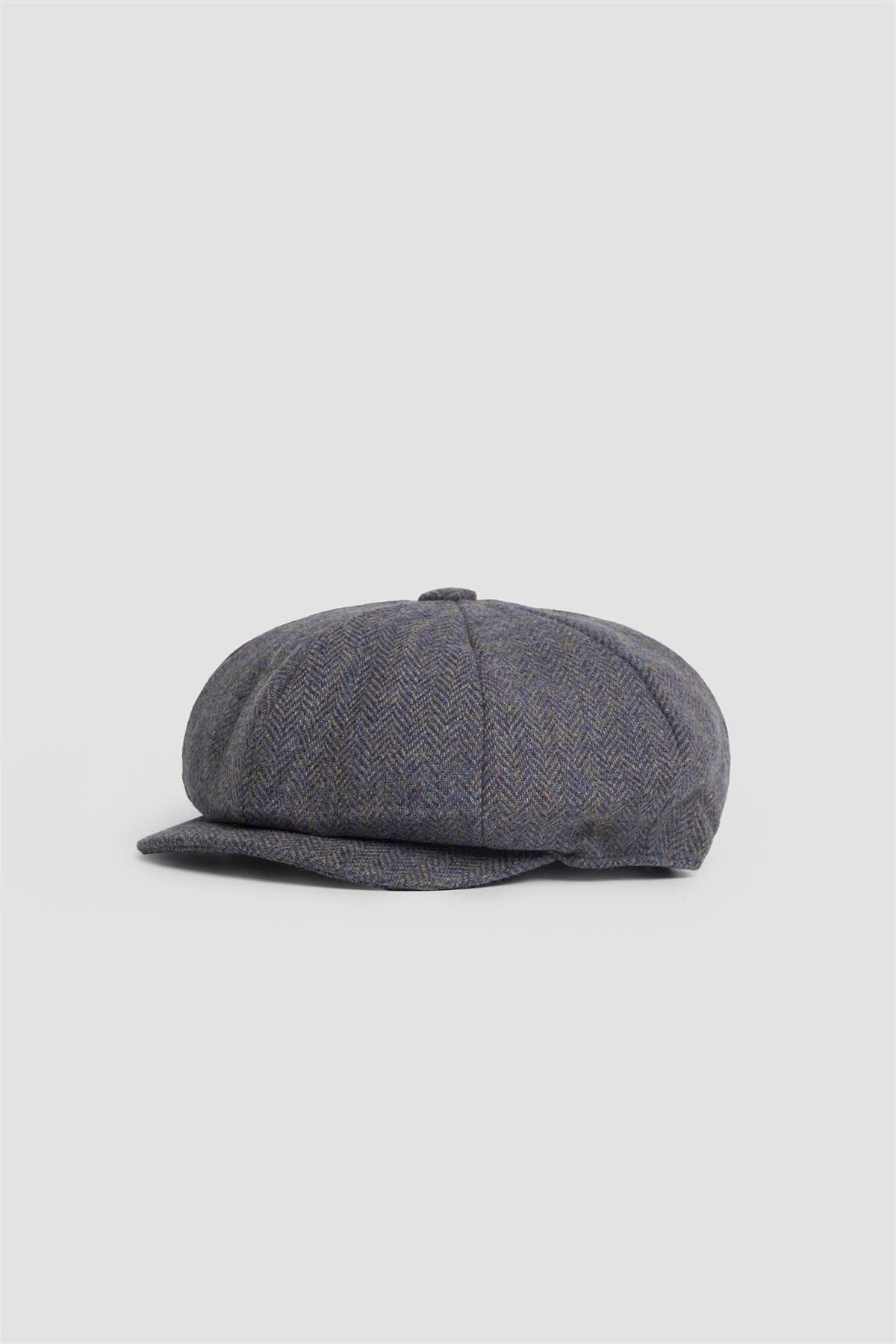 Men’s Wool Tweed Herringbone Baker Boy Cap - Thomas - Savoy Grey