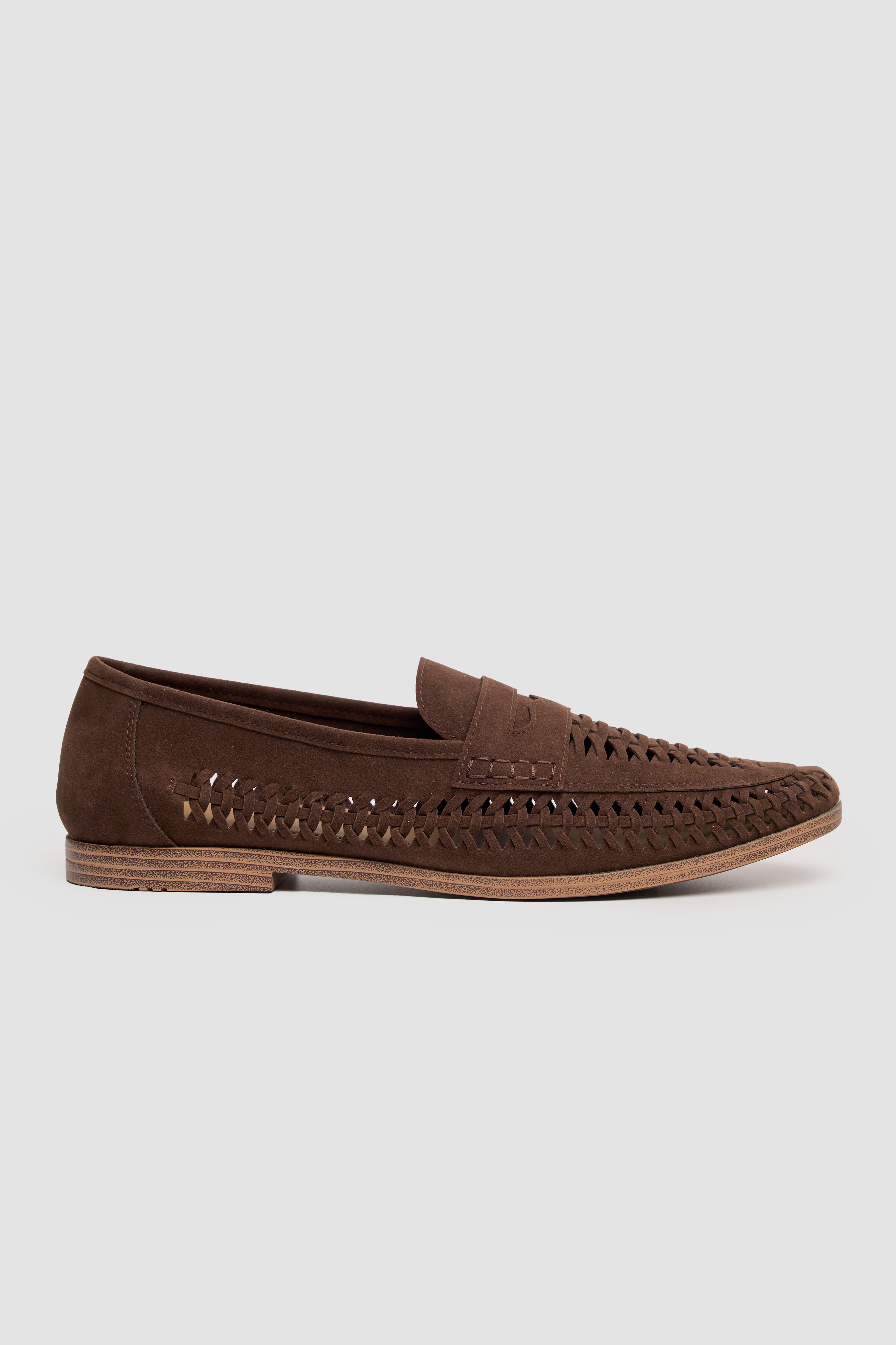 Men’s Woven Leather Loafers - Calvina - Brown Side Picture