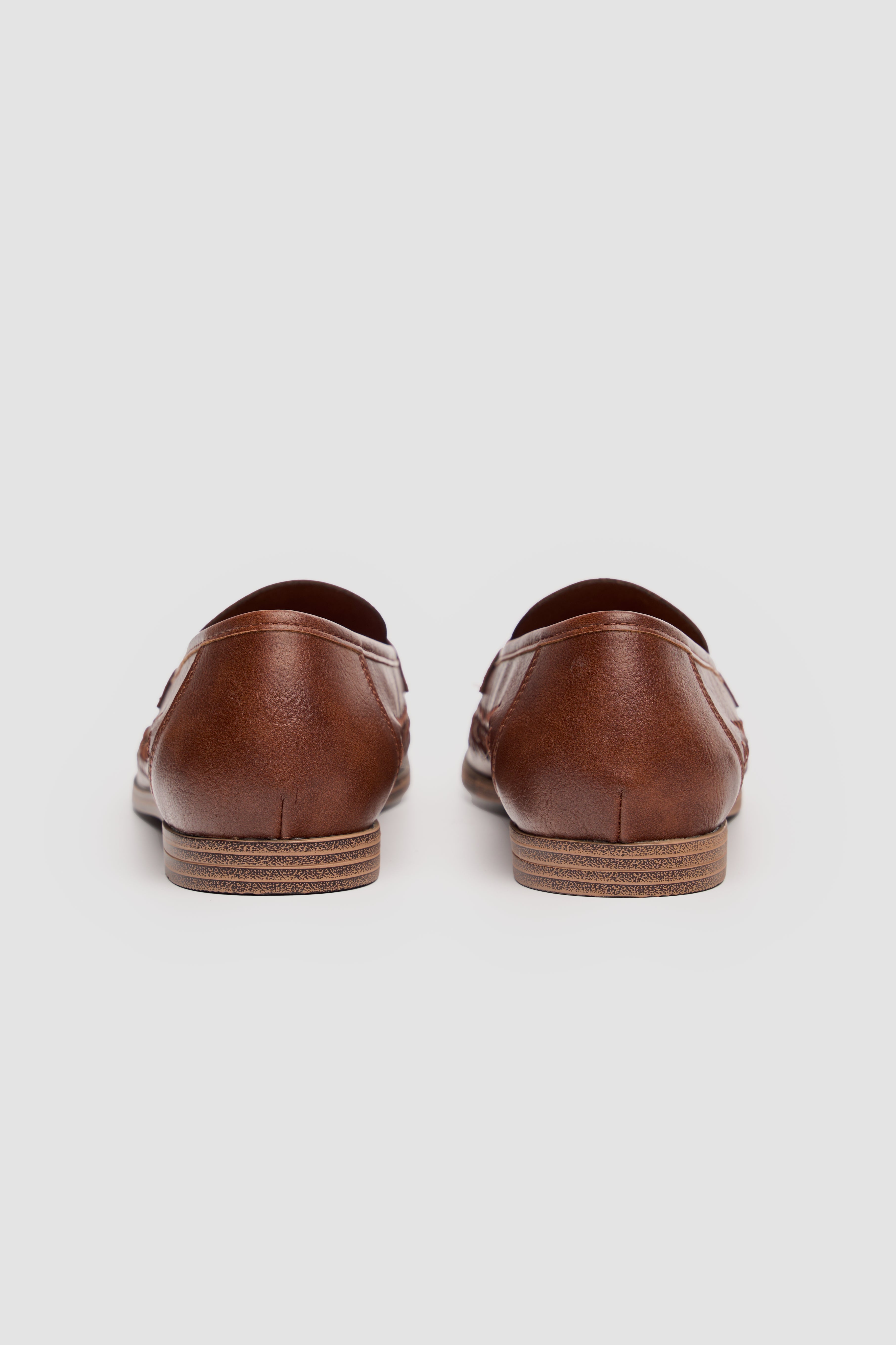 Men’s Woven Leather Loafers - Calvina - Tan Back Picture