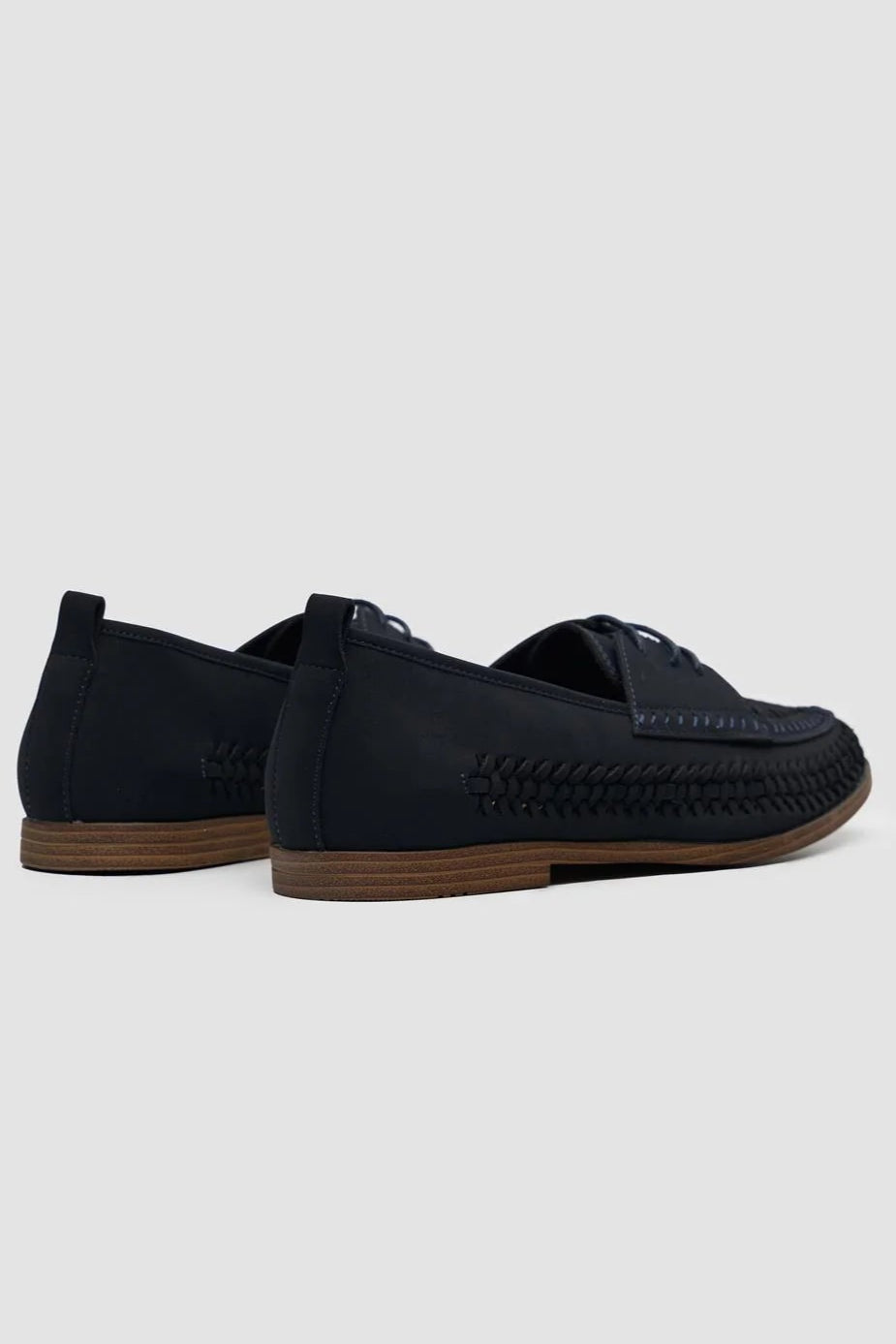 Men’s Woven Suede Dress Shoes - Calvina -Navy Pair Back Picture
