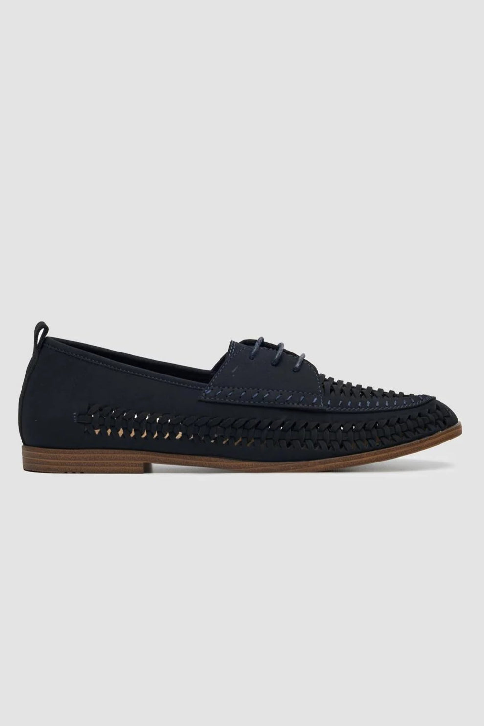 Men’s Woven Suede Dress Shoes - Calvina -Navy Side Picture