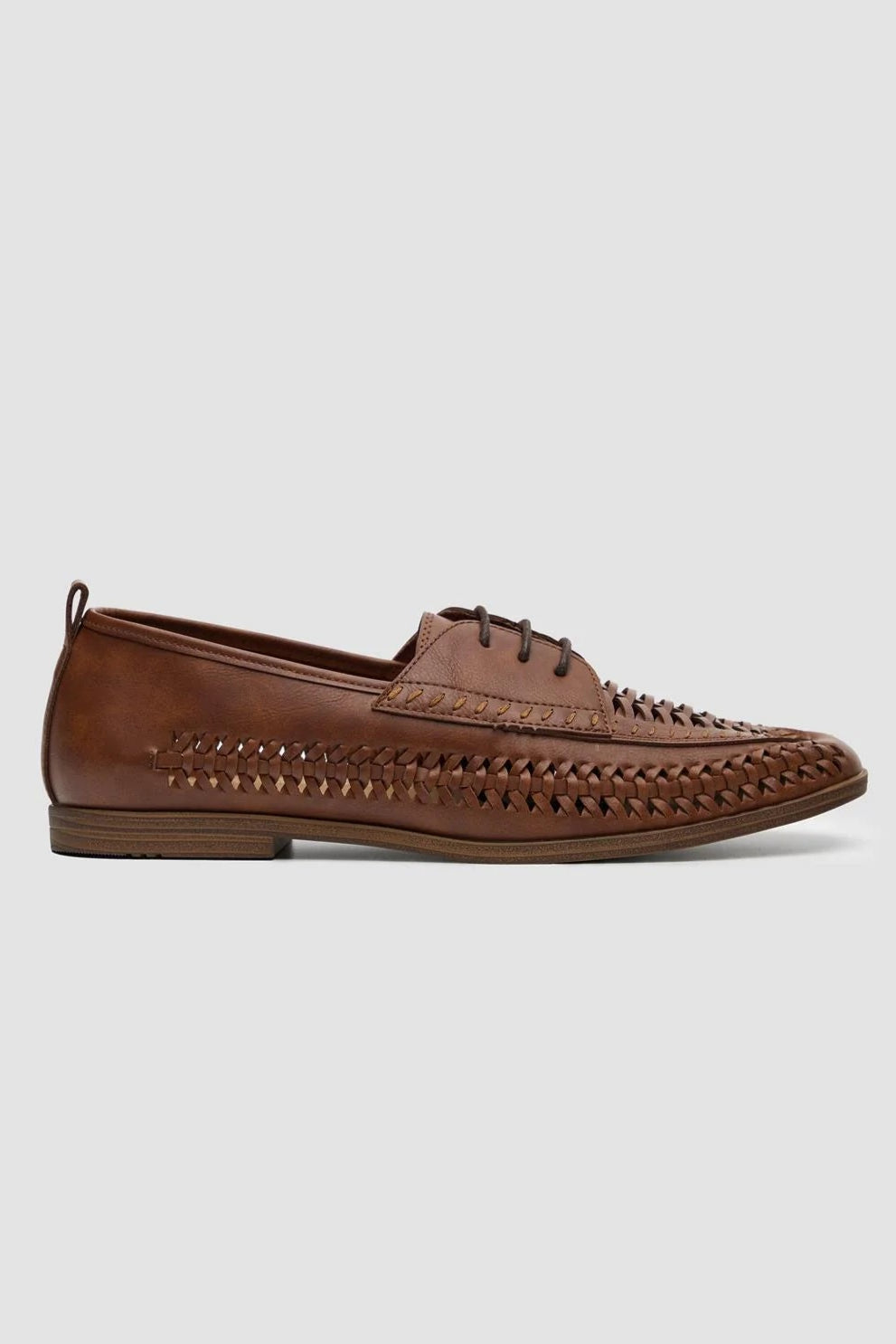 Men’s Woven Suede Dress Shoes - Calvina -Tan Side Picture