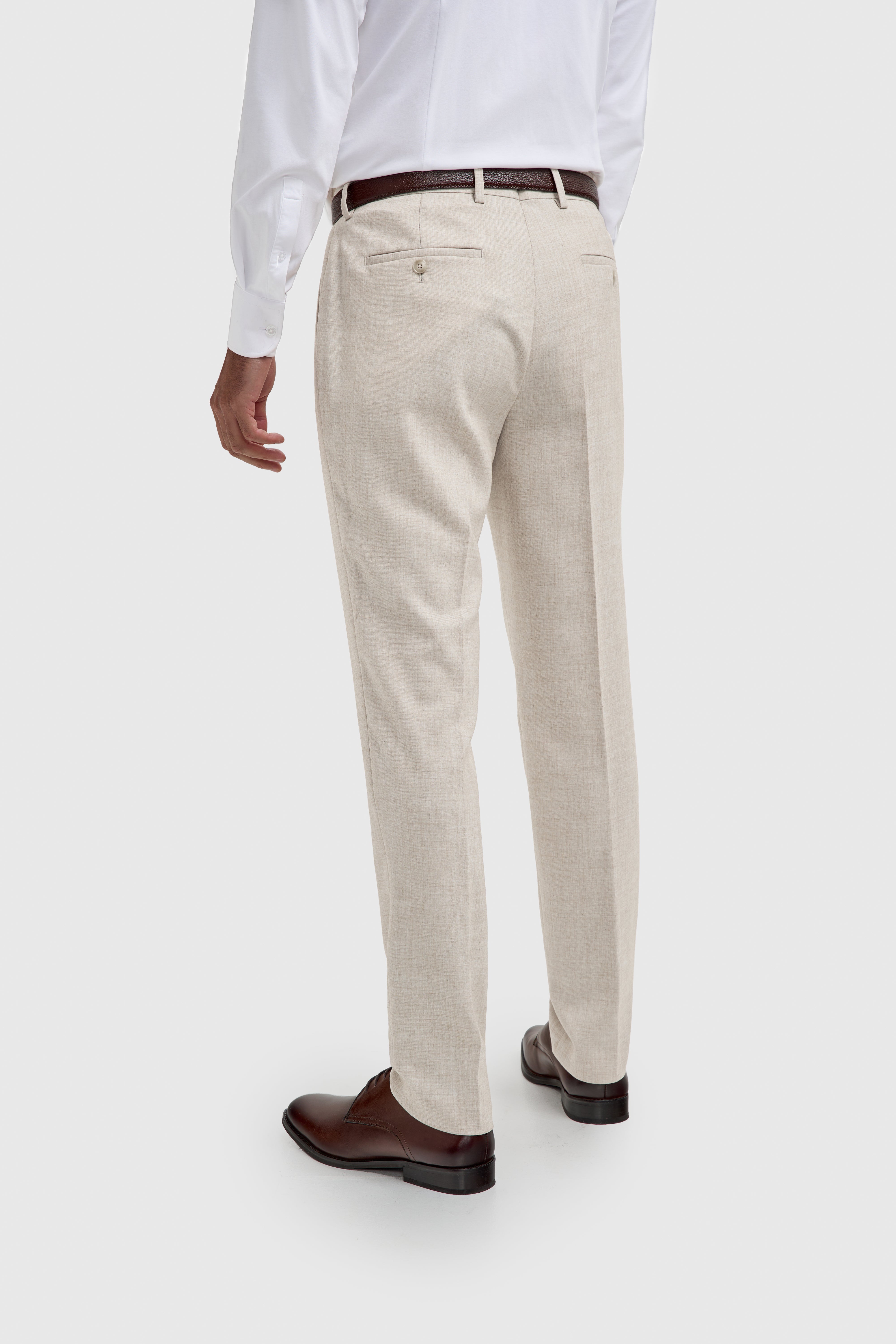 Men’s 3-Piece Slim Fit Formal Suit - Malibu - Beige Trousers Back Picture