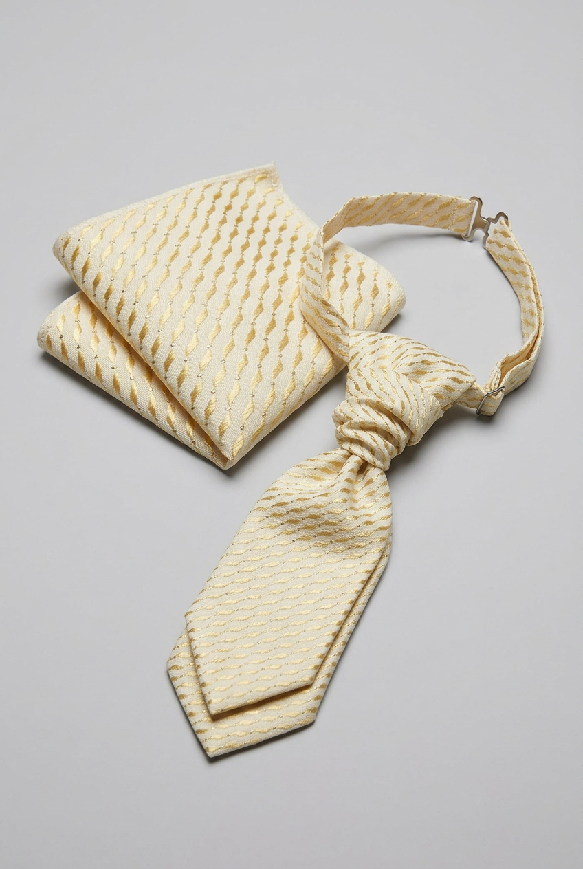 Set cravatta formale e fazzoletto da taschino per uomo e ragazzi – Jacquard da cerimonia - Oro Intenso