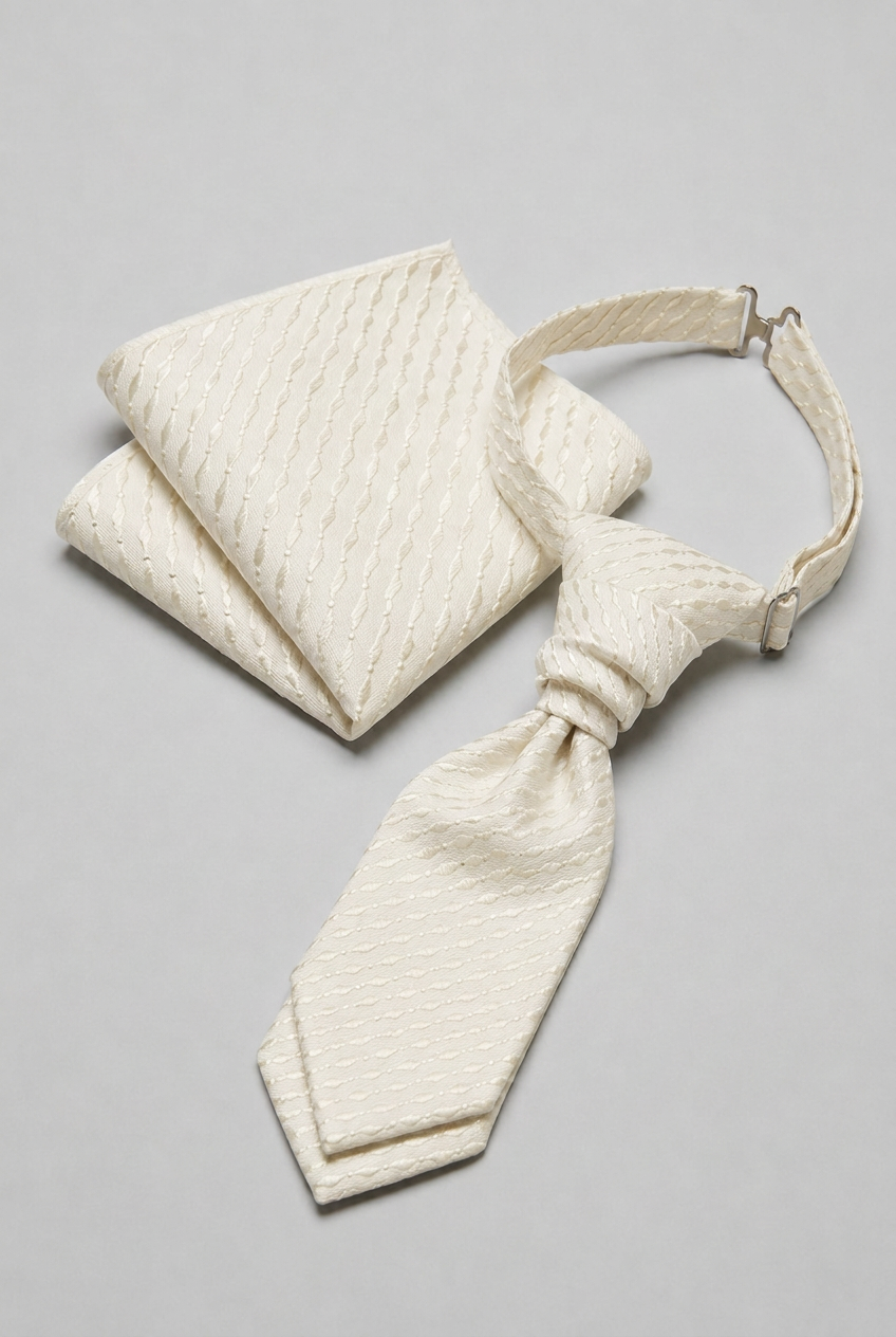 Men's & Boys' Formal Tie & Pocket Square Set – Wedding Jacquard - Intenso Ivory