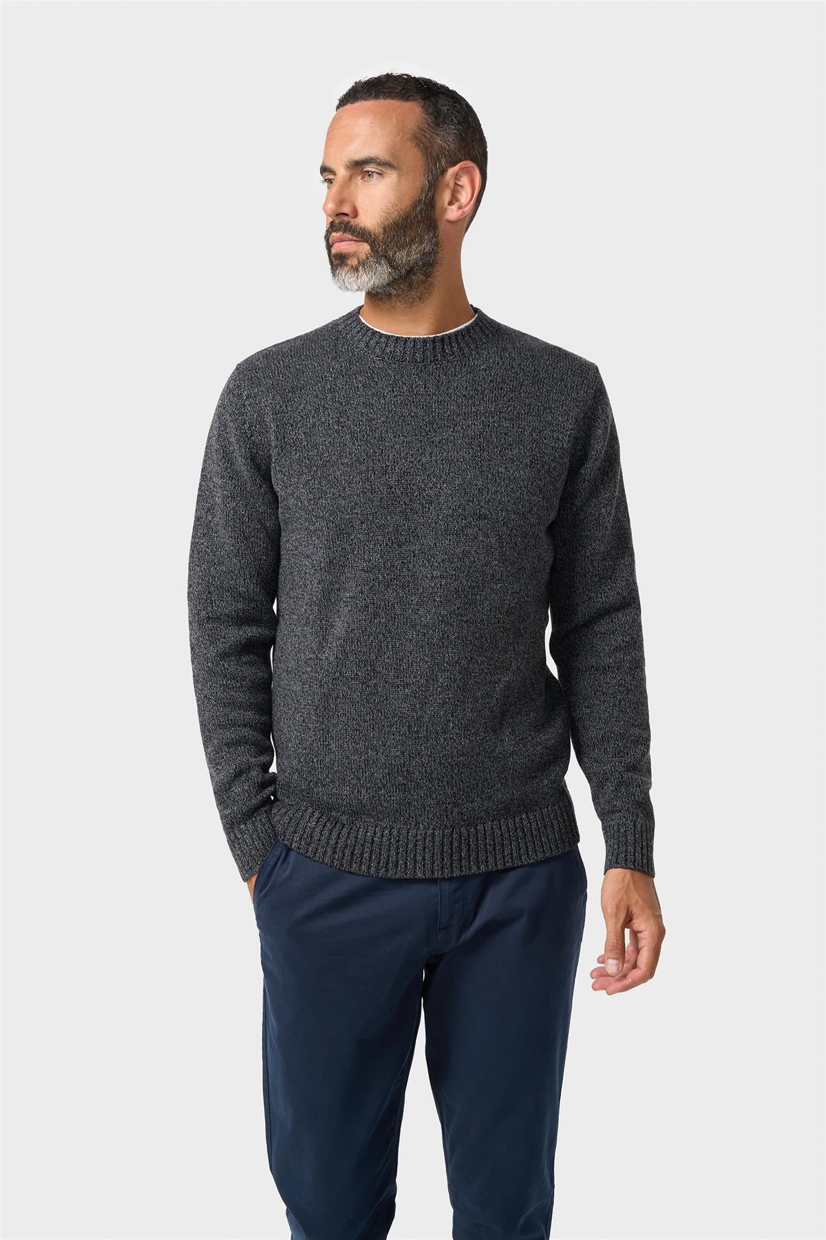 Men's Cotton Knitted Crew Neck Jumper – Cavani Sakki Charcoal Grey