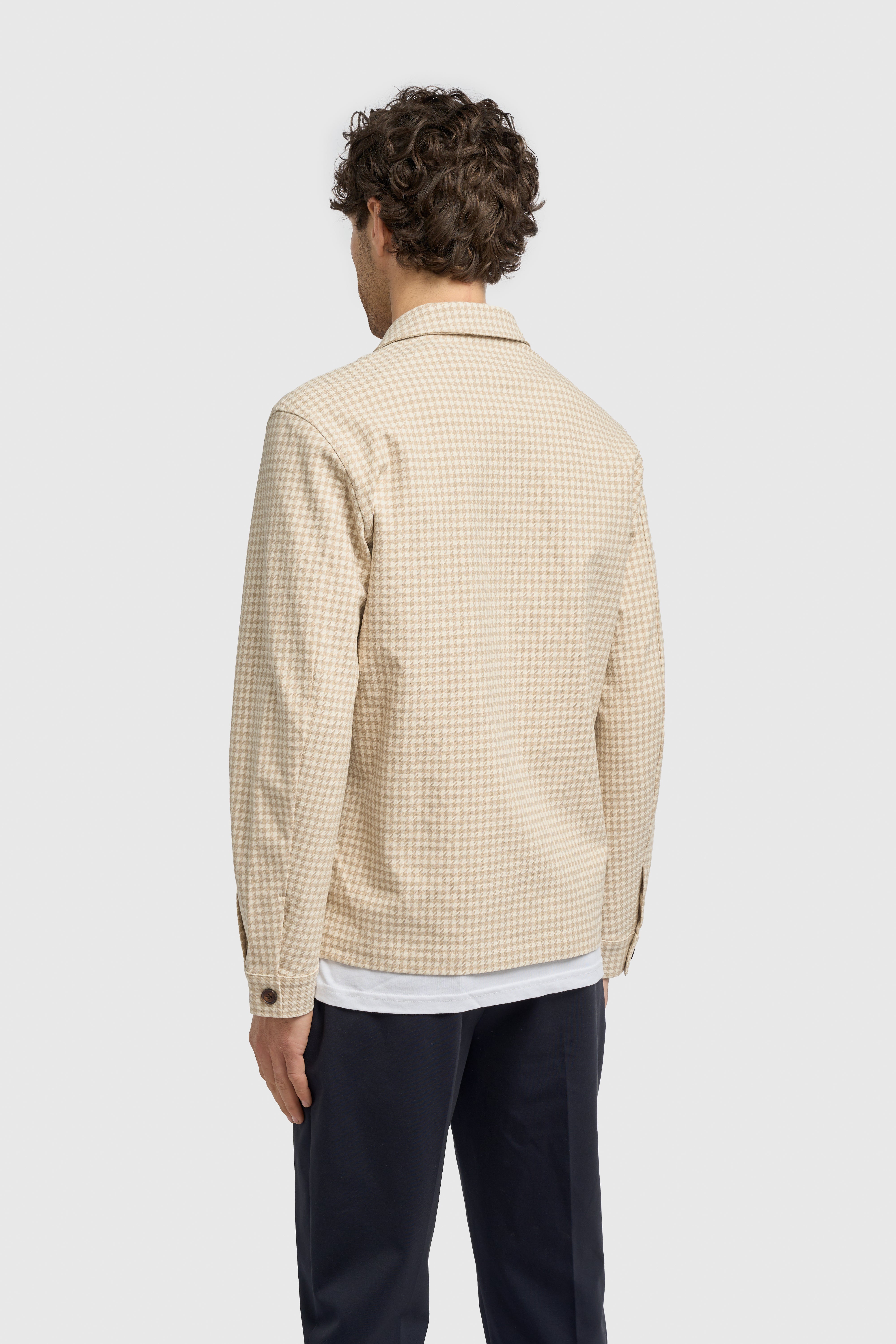 Men’s Cotton Relaxed Fit Houndstooth Overshirt - Marata Back Picture