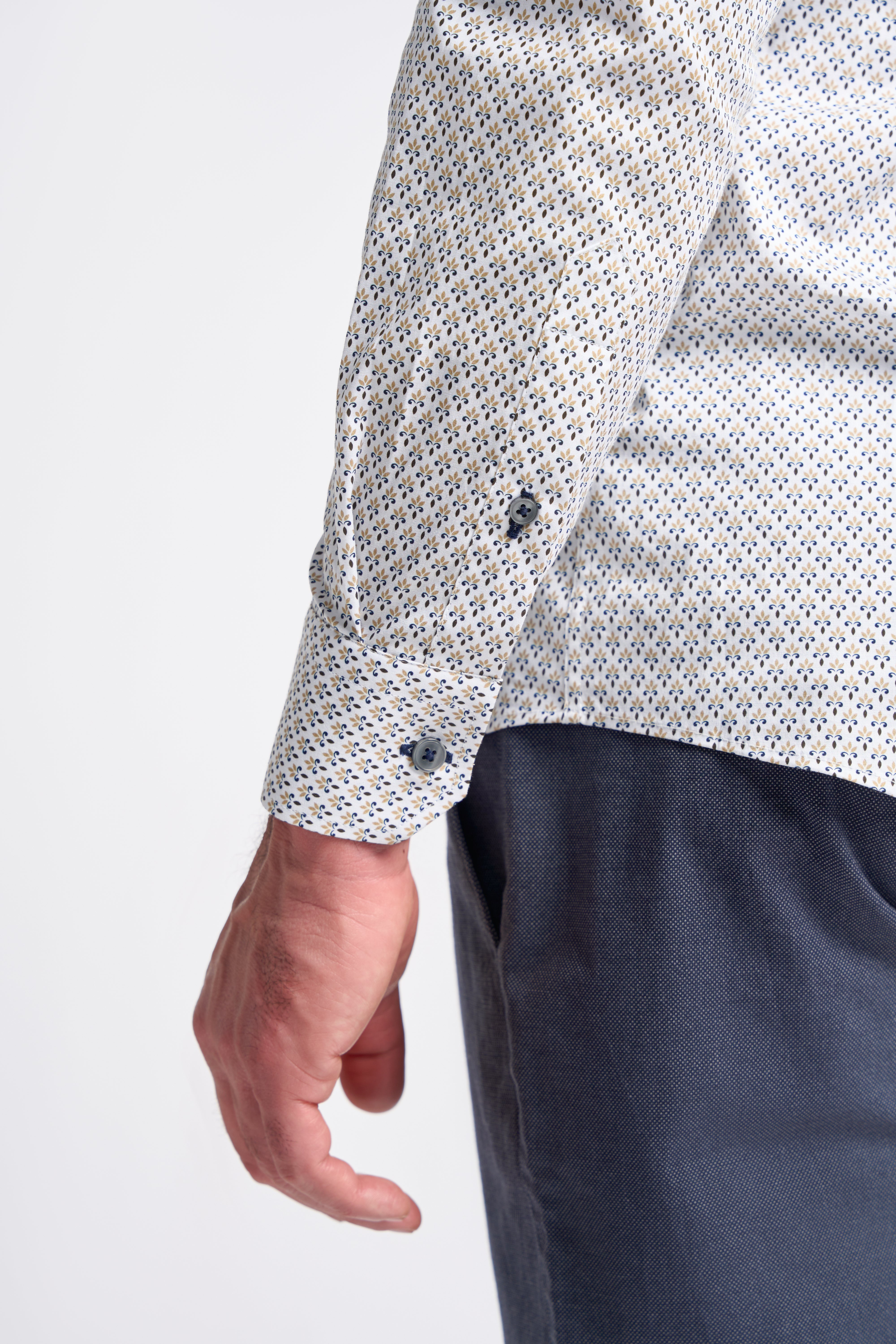 Men’s Cotton White Fleur-de-Lis Print Shirt – ANTHEM