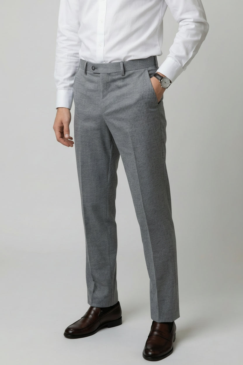 Men's Double Breasted Pinstripe Suit - JAYCE Grey