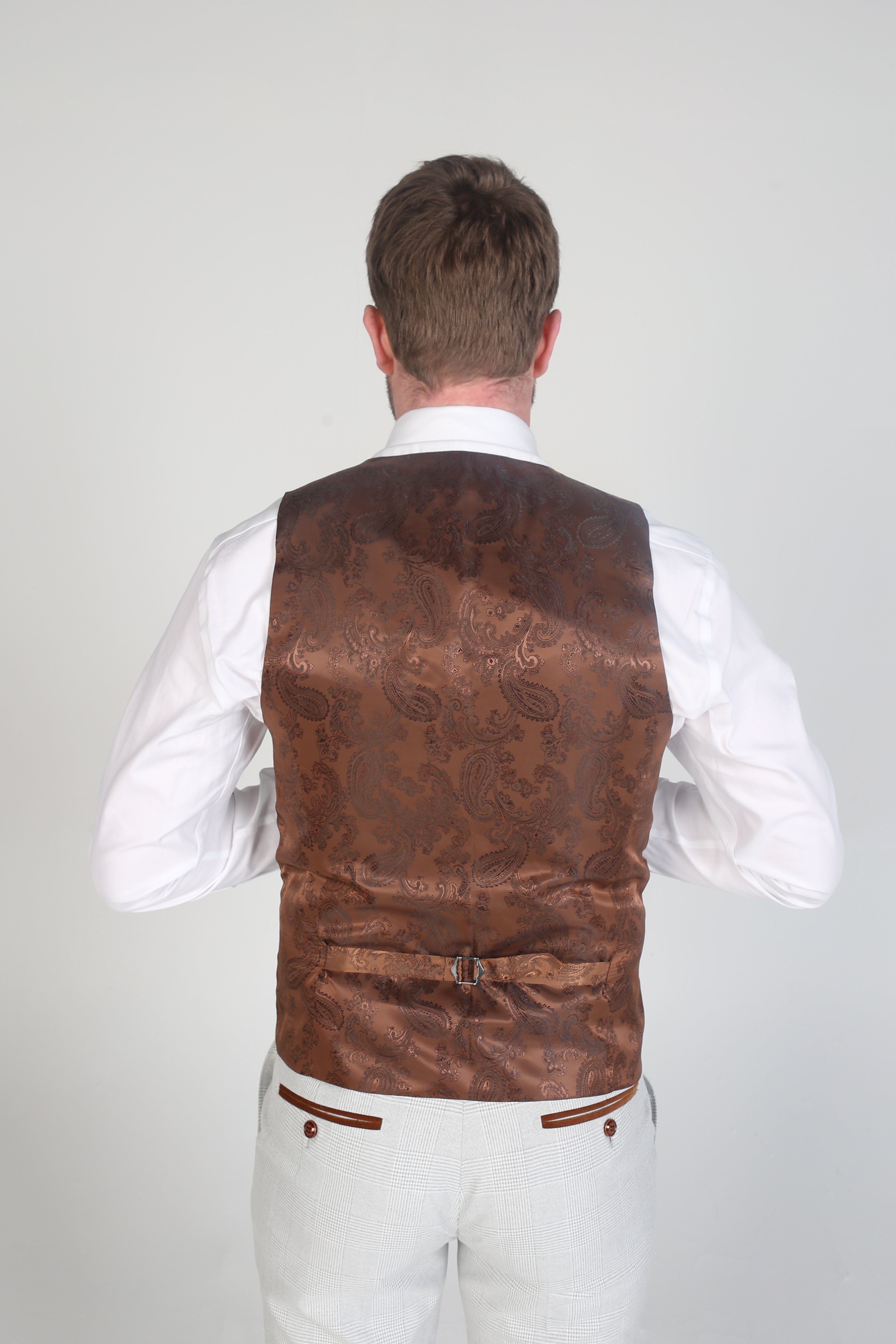Costume à Motif Chevron Tailleur pour Homme - MARK STONE - Beige Pierre