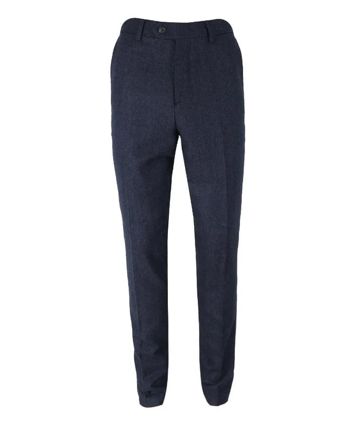 Herren Fischgrät Tweed Slim Fit Hose - MARTEZ - Marineblau