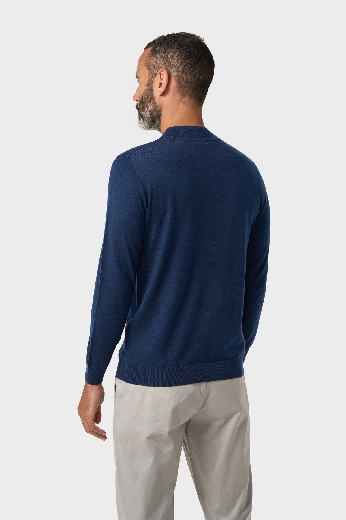 Men's Merino Wool High Neck Knitted Jumper – Cavani Colt Navy back picture