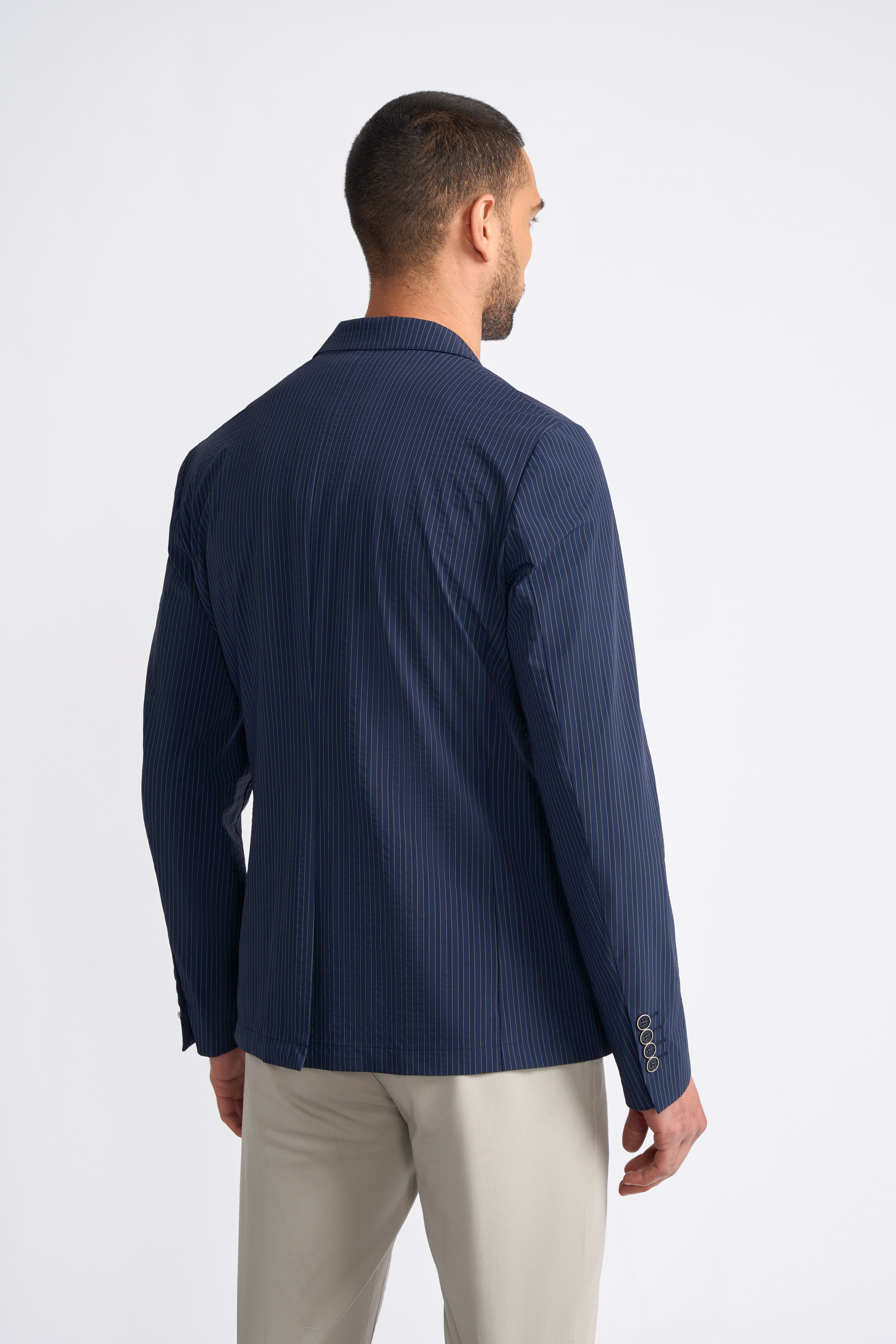 Herren Marineblau Nadelstreifen Blazer - ODENSE - Marineblau