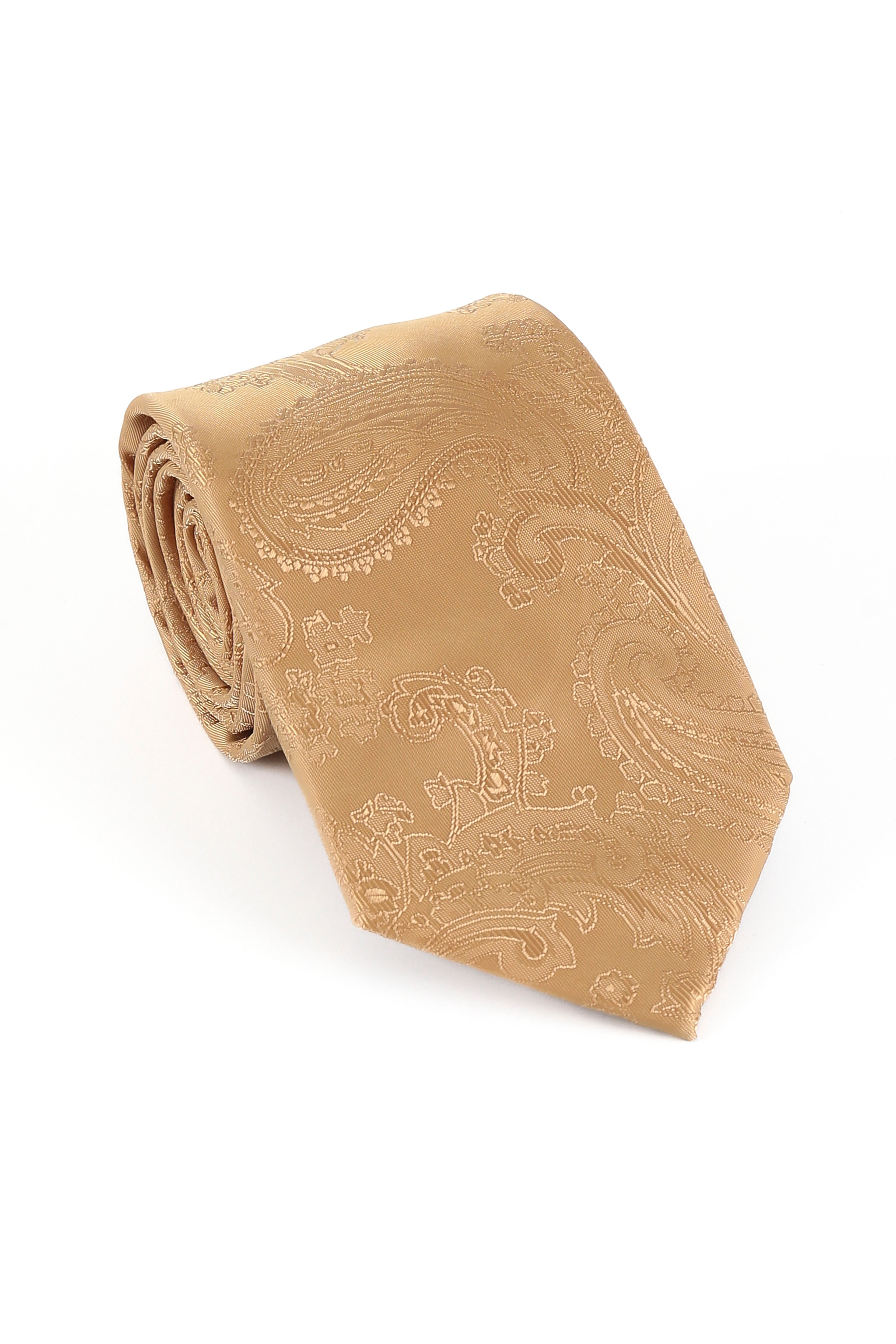 Ensemble cravate et boutons de manchette paisley pour hommes - Or