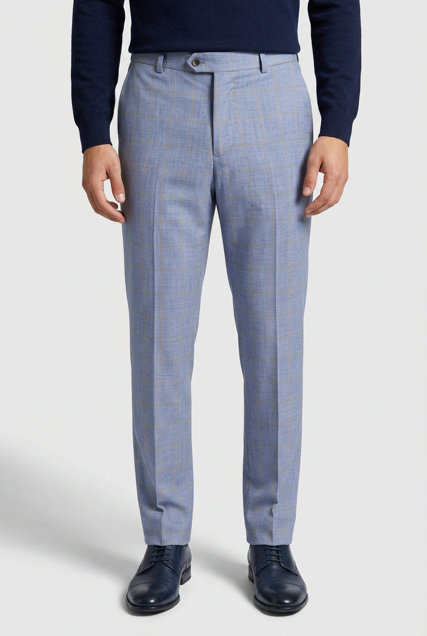 Herren Retro Karo Hose - CONNOR - Hellblau