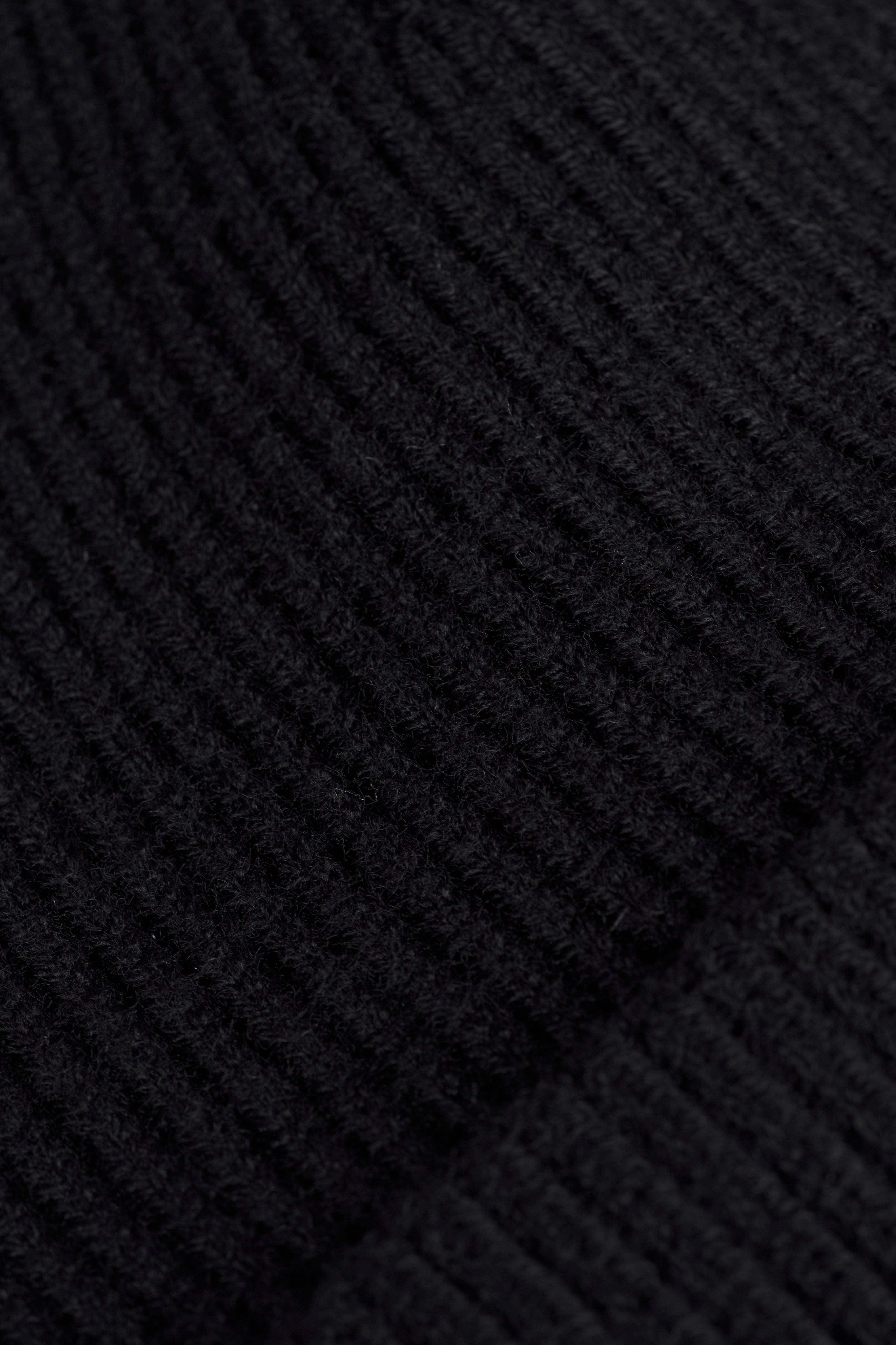 Bonnet à revers en tricot côtelé pour homme - Noir
