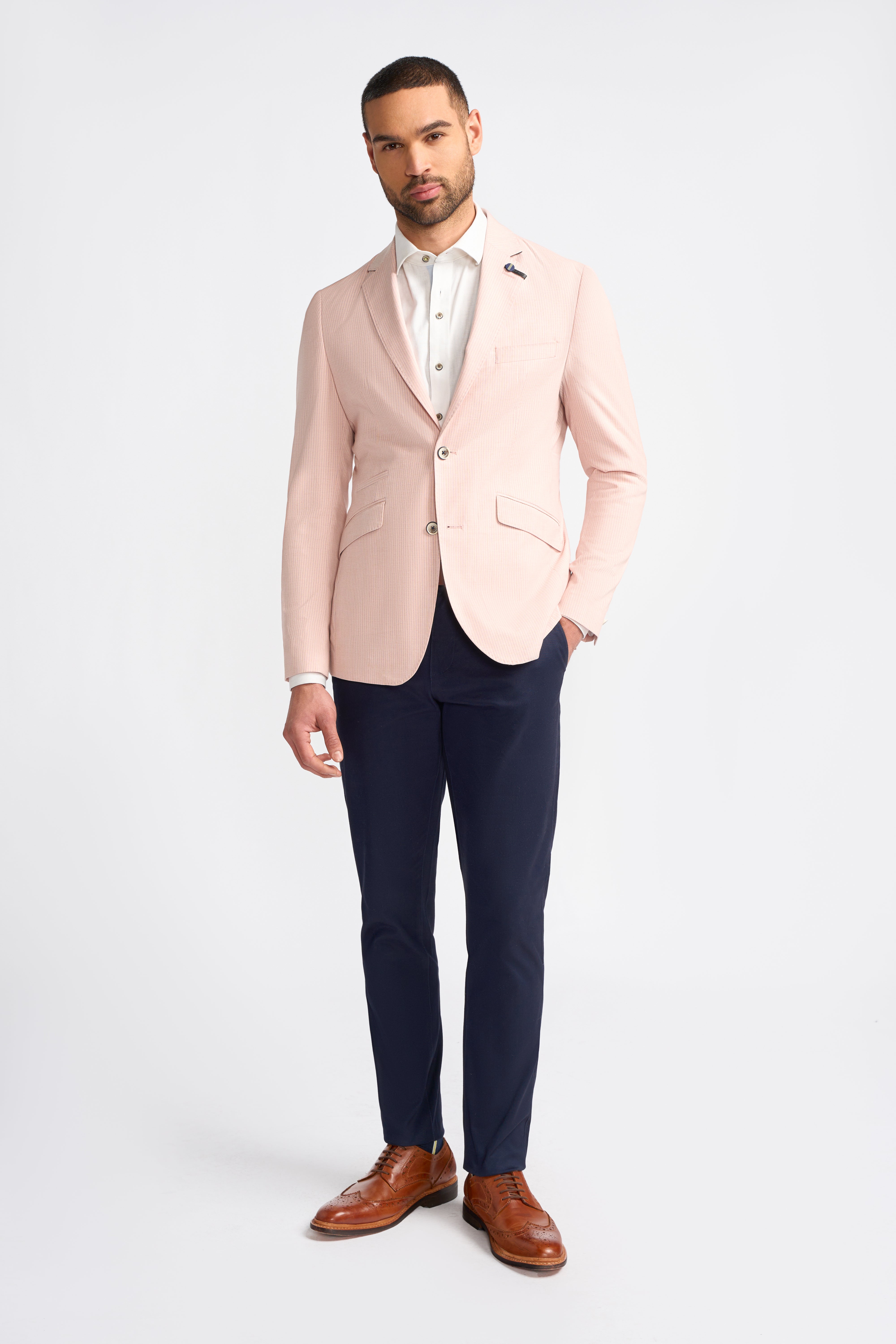 Blazer à Rayures Roses Slim Fit pour Homme - SENAN - Rose