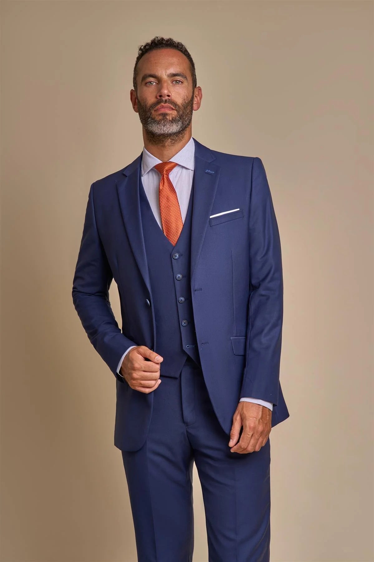 Men's Slim Fit Suit Jacket - JEFFERSON Navy - Navy Blue Model Picture