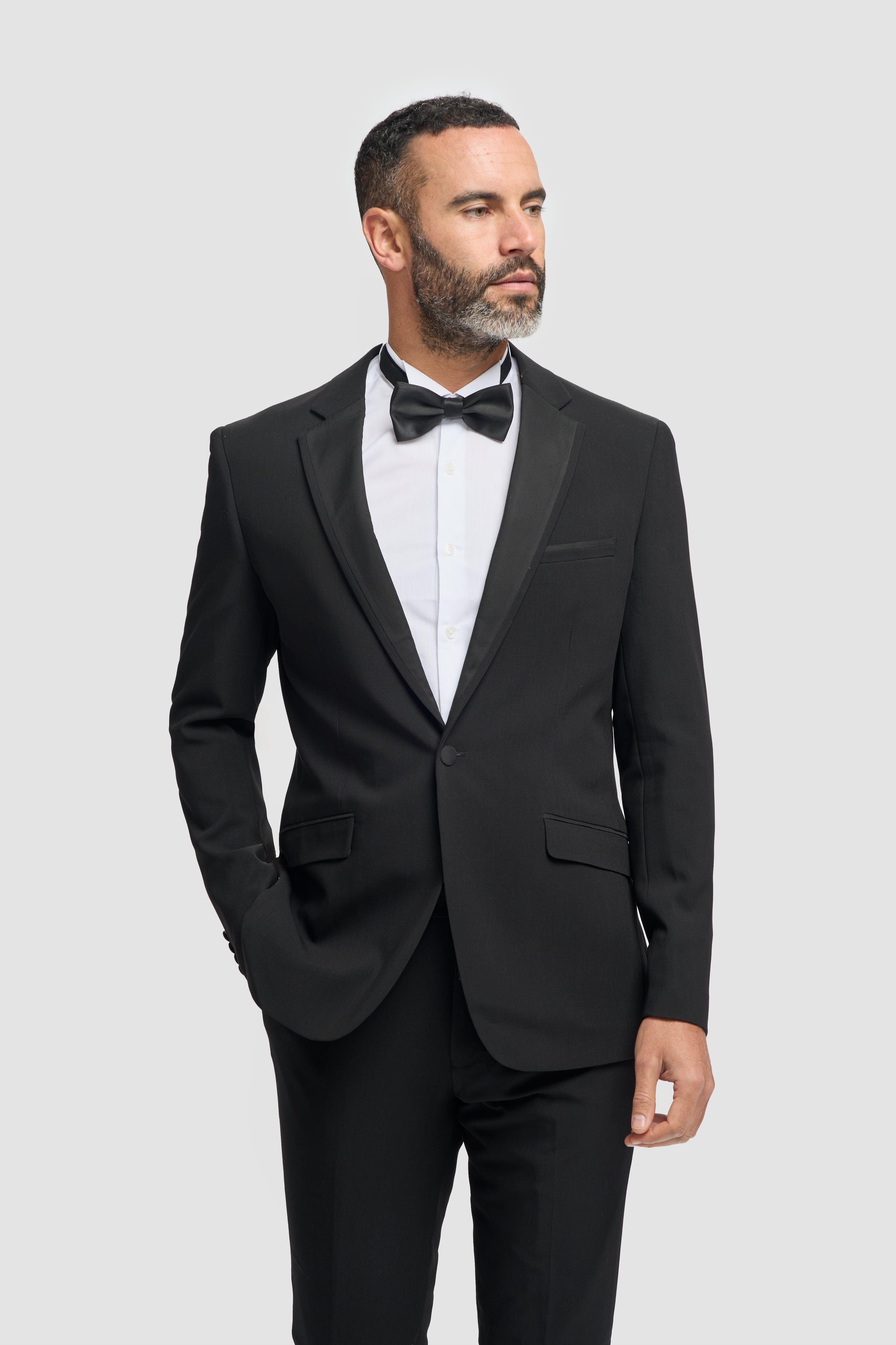 Herren Slim Fit Smoking Schwarzer Anzug - Schwarz